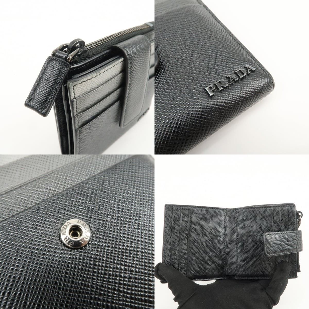 Prada Prada Saffiano Compact Wallet Black Size ONE SIZE - 5 Thumbnail
