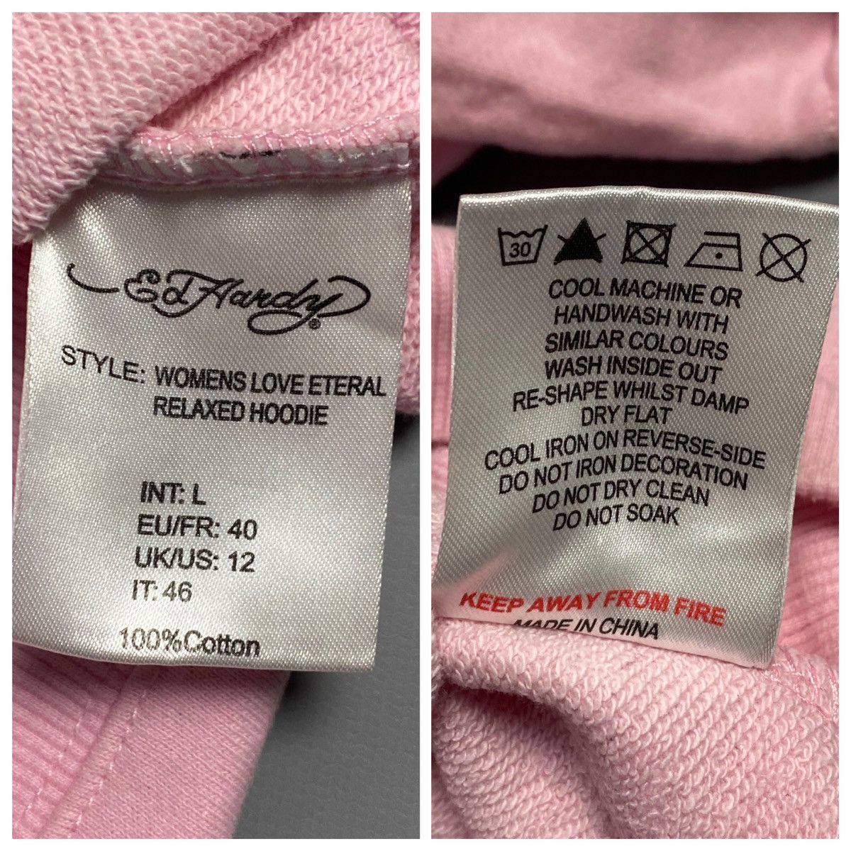 Christian Audigier Ed Hardy Love Hoodie Pink Graphic Women's L Bleach Damage Size L / US 10 / IT 46 - 24 Thumbnail