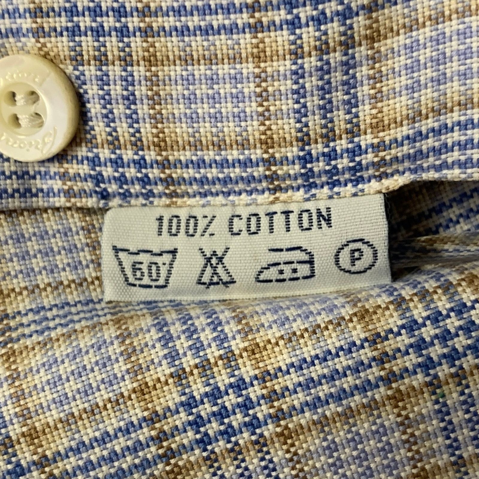 Brioni BRIONI Size M Blue Tan Plaid Cotton Long Sleeve Shirt Size US M / EU 48-50 / 2 - 7 Thumbnail