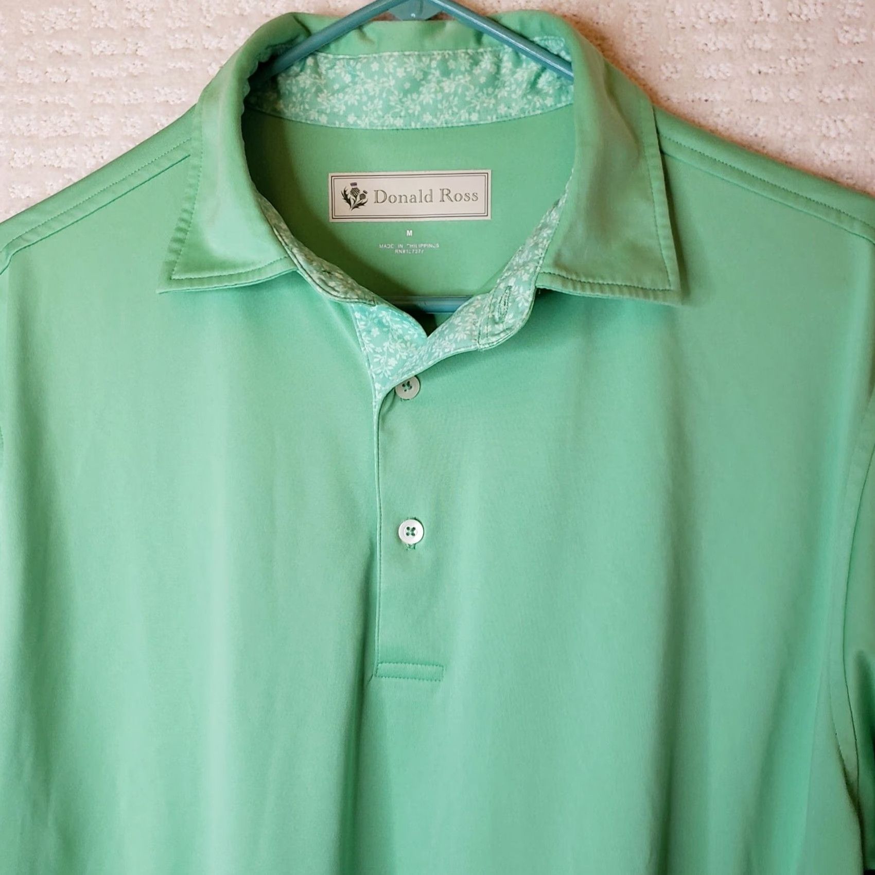 Vintage Donald Ross Polo Shirt Men M Green Geometric Golf Short Sleeve Belfair Course Logo - New without Tags Size US M / EU 48-50 / 2 - 3 Thumbnail