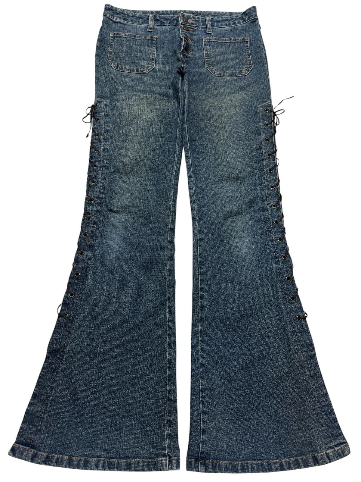 Tornado Mart BELL BOTTOM TORNADO MART STYLE LACE-UP 90s BUSHPANTS BOOTCUT Size US 29 - 2 Thumbnail