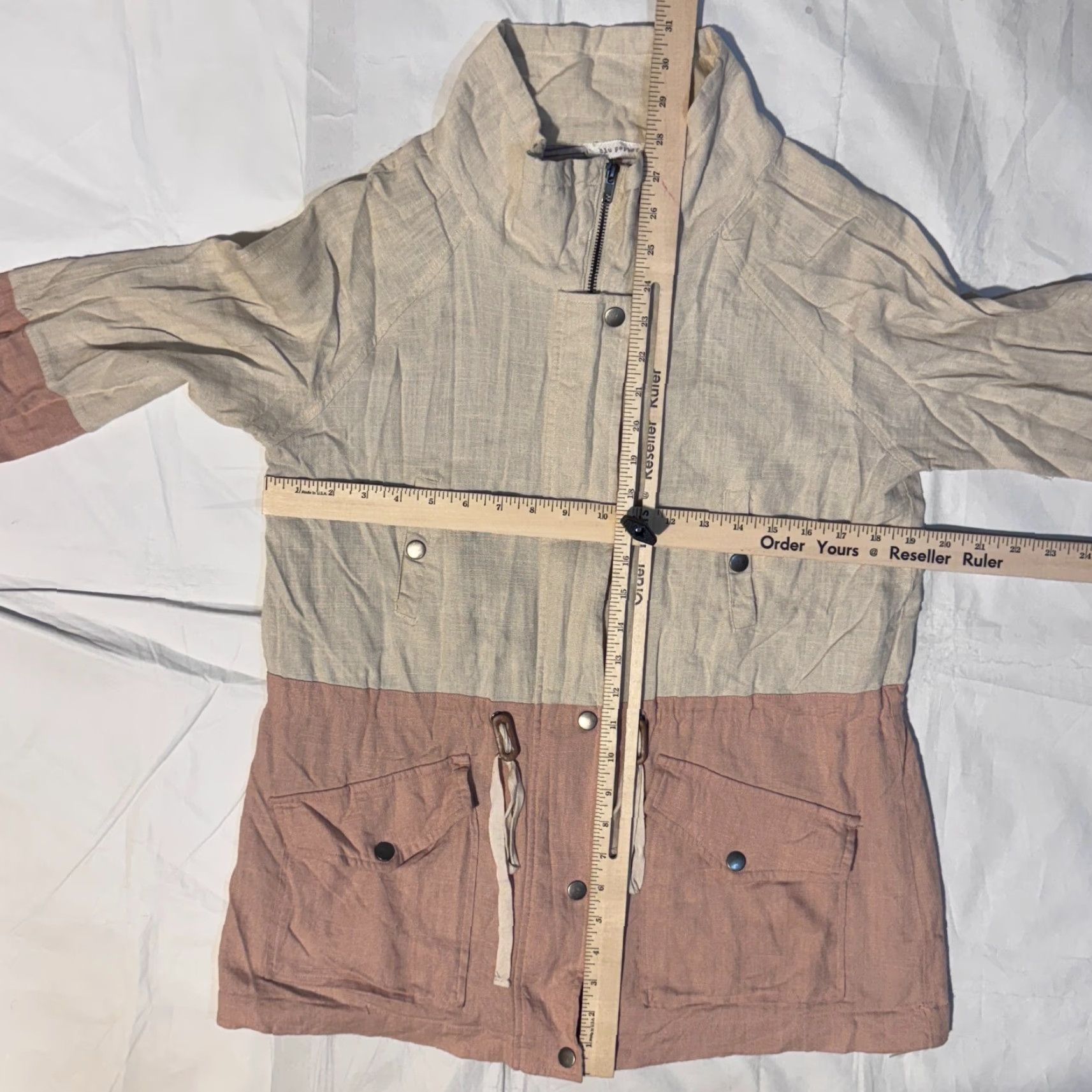Vintage Blu Pepper Jacket Sz L Pink/Beige Two-Tone Linen-Blend Size L / US 10 / IT 46 - 3 Thumbnail