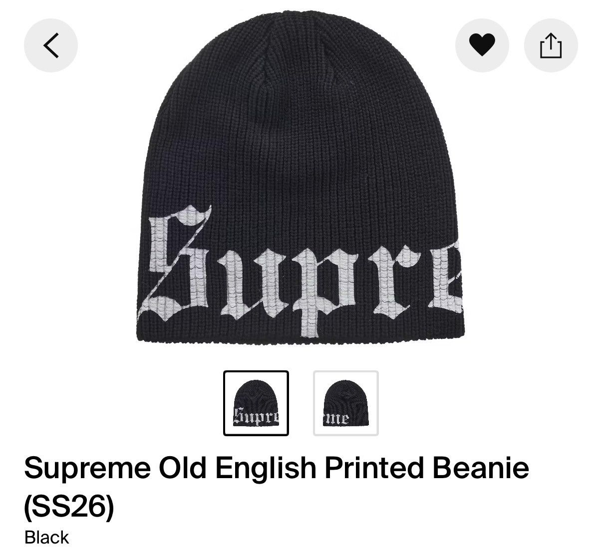 Supreme Supreme Old English Printed Beanie Black | Grailed