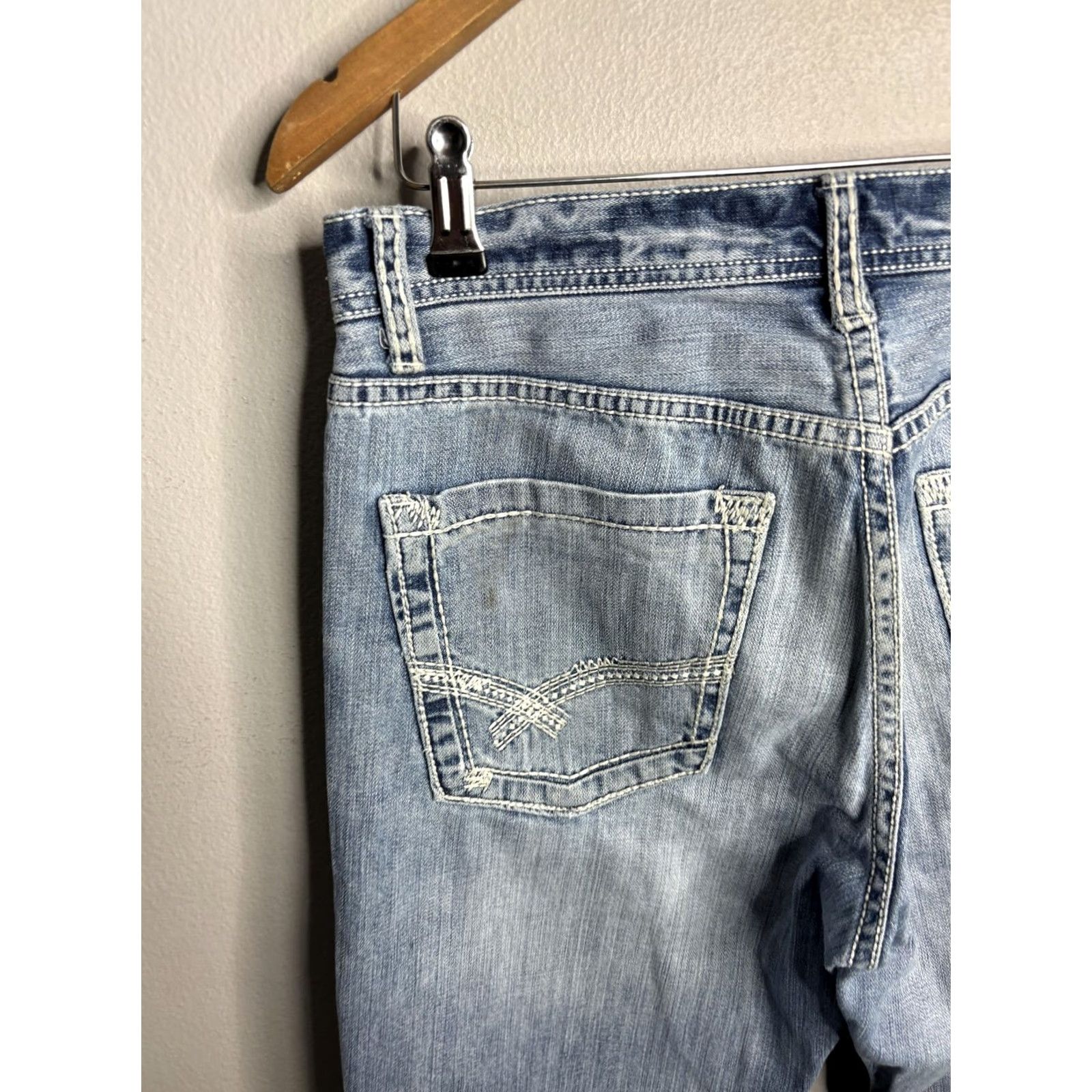 BKE BKE Tyler Straight Jeans Mens 31x31 Blue Denim Distressed Medium Wash Casual Size US 31 - 6 Thumbnail