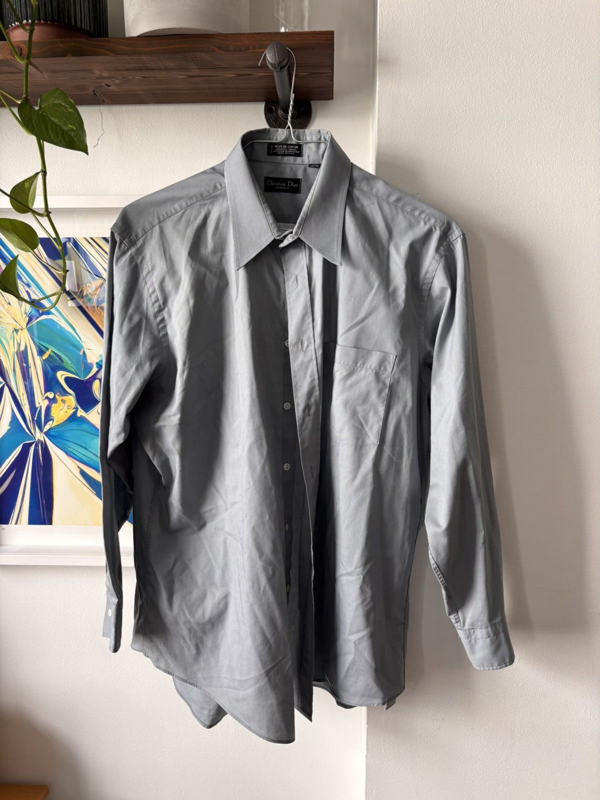 Christian Dior Monsieur Vintage Dior Dress Shirt - Blue/Grey Size US L / EU 52-54 / 3 - 1 Thumbnail