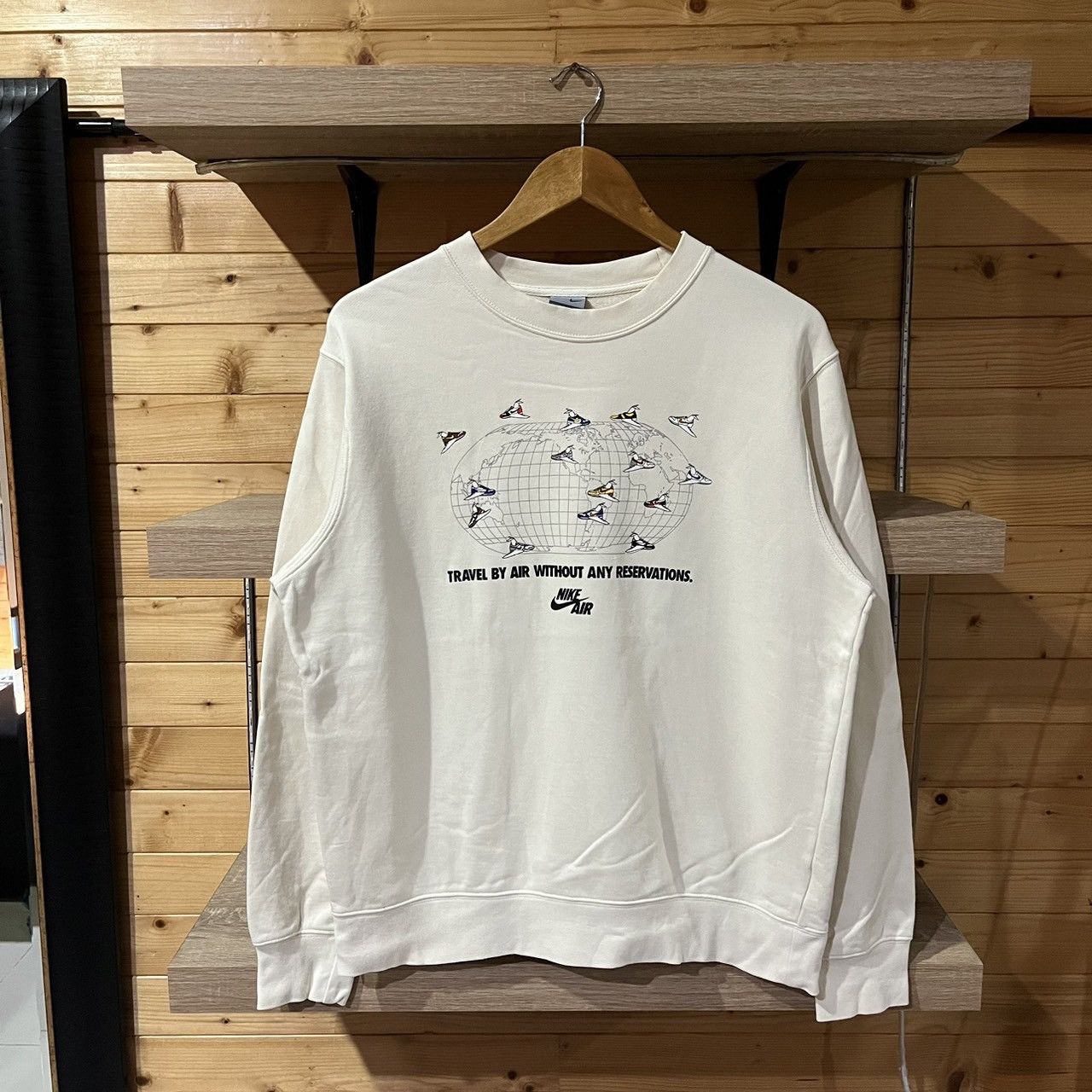 image of Nike Air Swoosh Fly Shoes Sweatshirt in Beige, Men's (Size Medium)