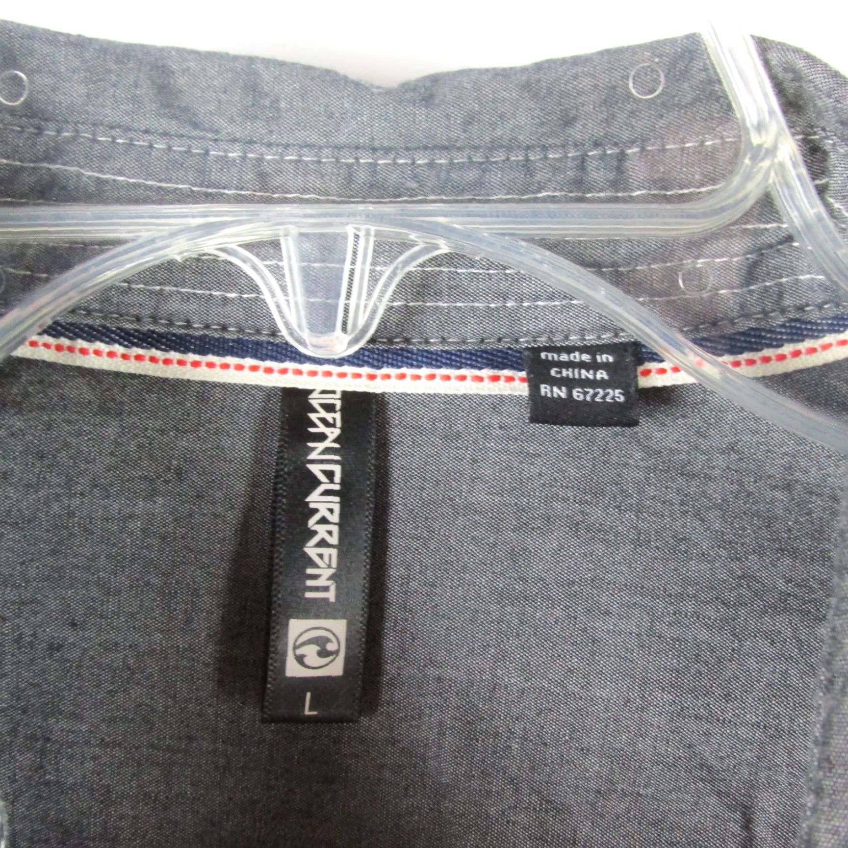 Vintage Ocean Current Men's Dress Shirt L Gray White Striped Button-Up Long Sleeve 100% Cotton Regular Fit Casual Shirt Size US L / EU 52-54 / 3 - 3 Thumbnail