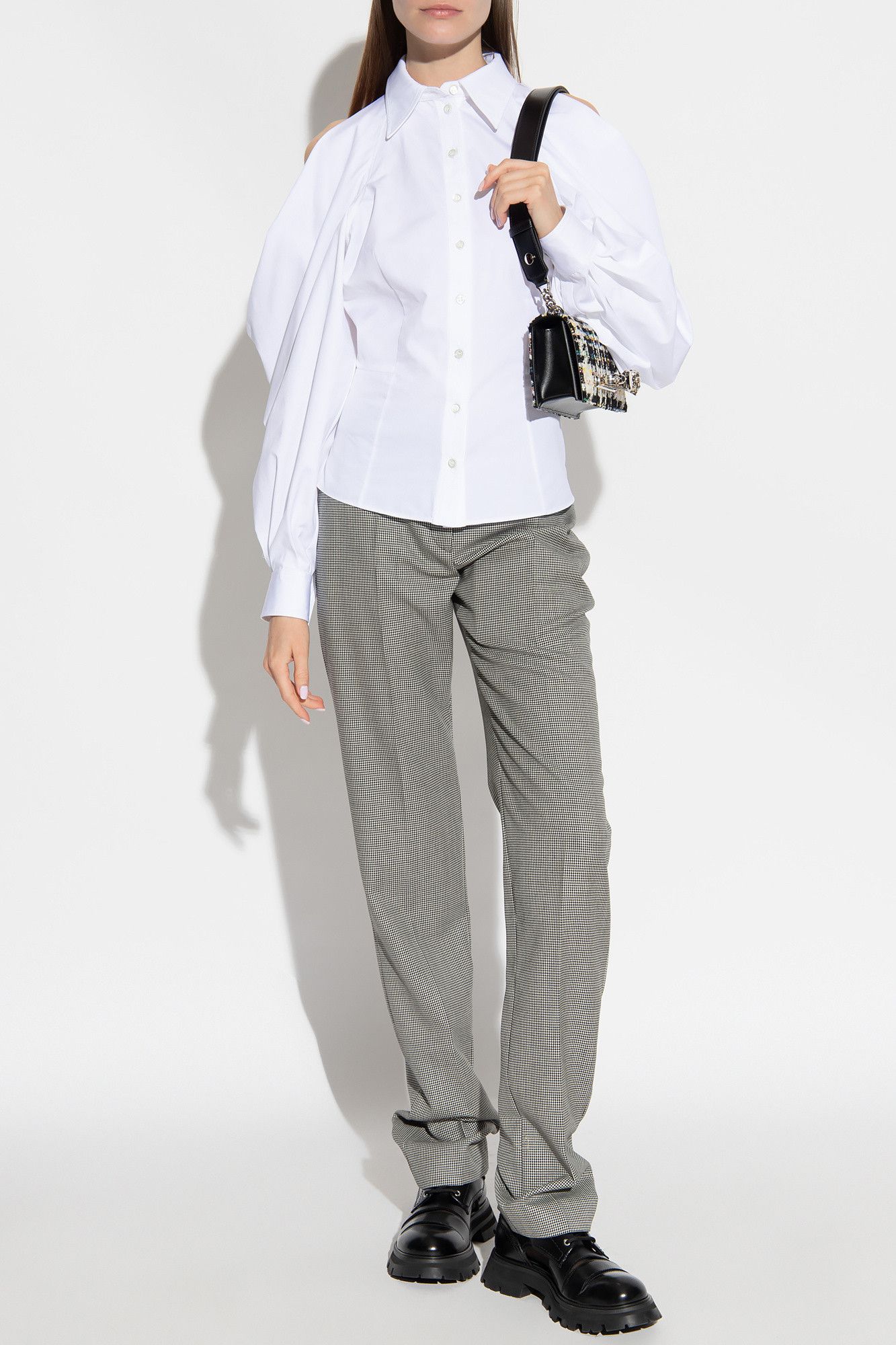 Alexander McQueen ALEXANDER MCQUEEN black white straight houndstooth pants 42 Size 28" / US 6 / IT 42 - 2 Thumbnail