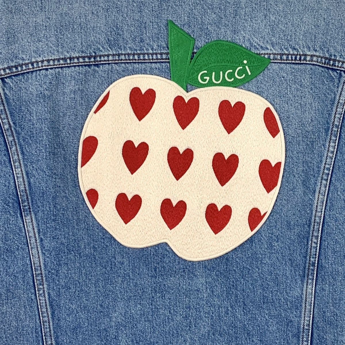 Gucci Gucci Blue Apple Logo Embroidered Cotton Denim Jacket Size XS / US 0-2 / IT 36-38 - 5 Thumbnail