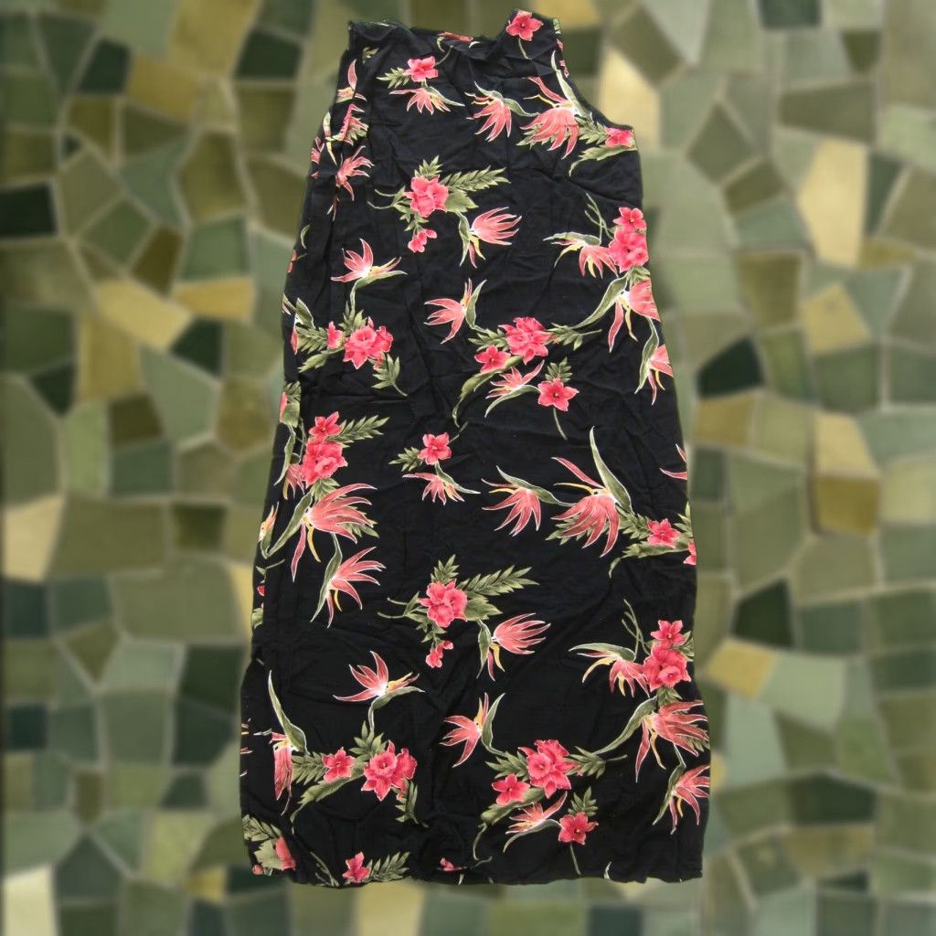Vintage VINTAGE Units Maxi Dress Sleeveless Floral Long Sun XLarge Pink Black Green Women Ladies Size XL / US 12-14 / IT 48-50 - 1 Thumbnail