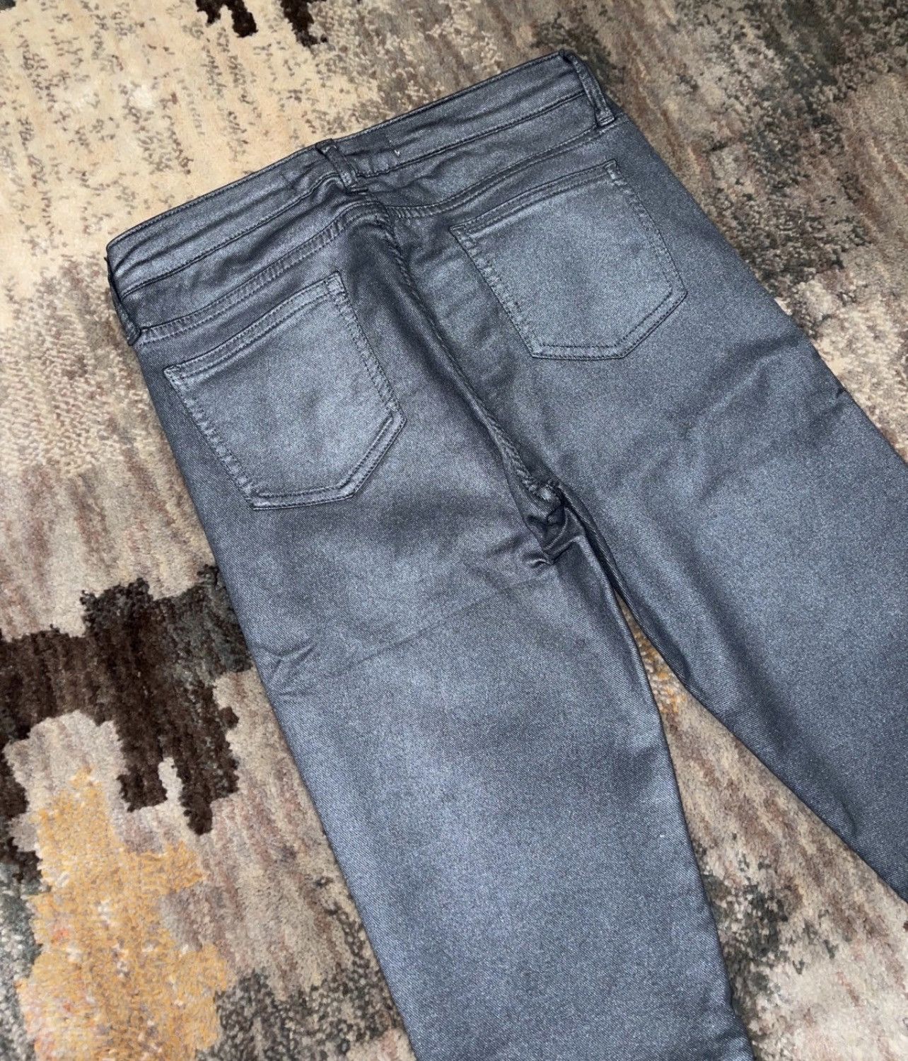 Other 75Faubourg gunmetal silver wax coated denim high waist jeans Size 26" / US 2 / IT 38 - 2 Thumbnail