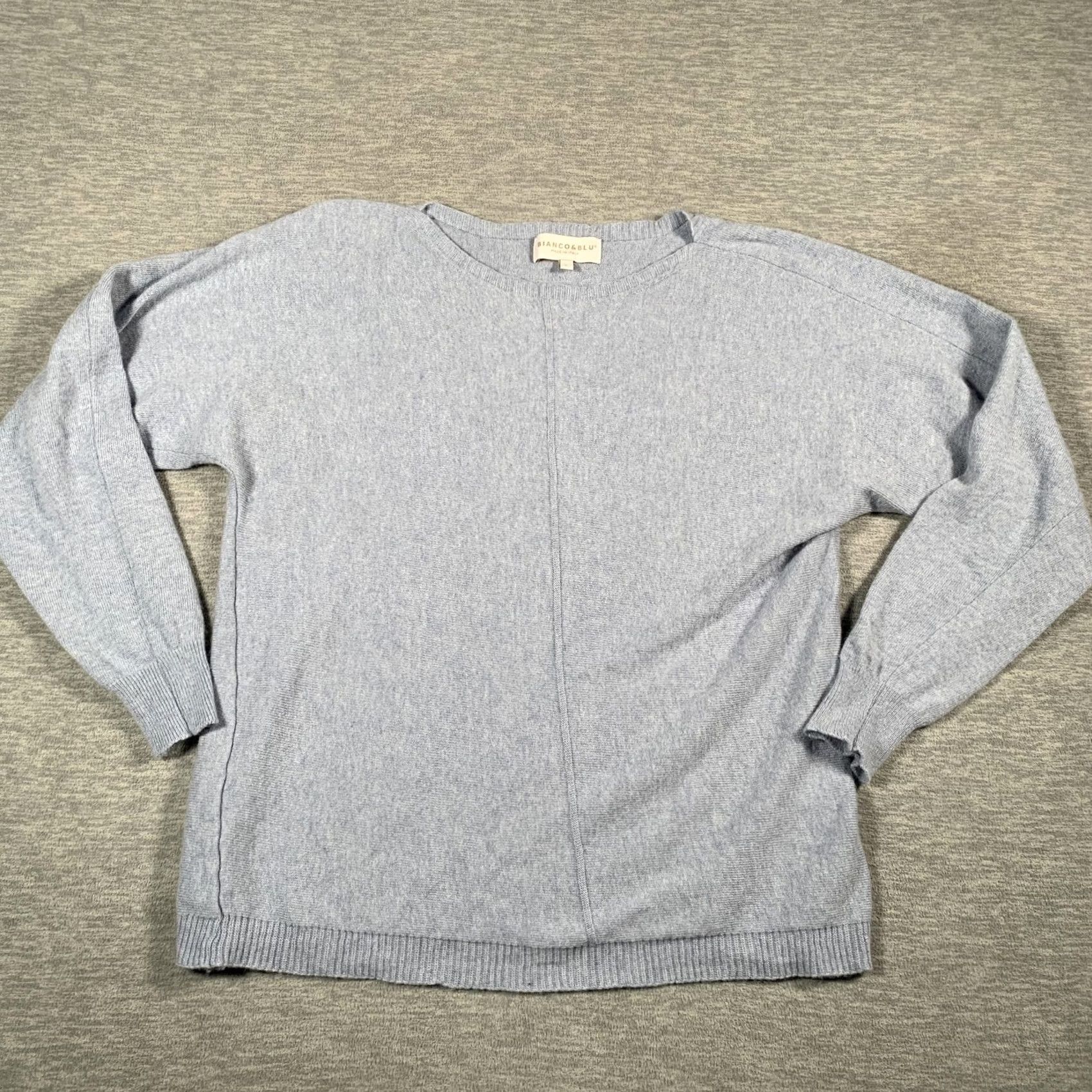 Vintage BIANCO&BLU Sweater Crewneck Womens Large Blue Wool Cashmere Blend Made in Italy Size L / US 10 / IT 46 - 2 Thumbnail