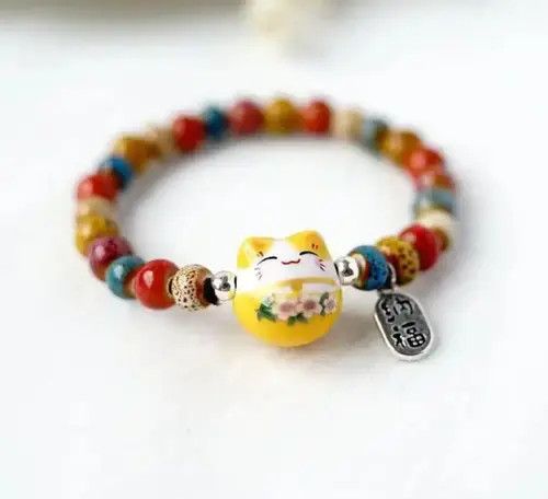 VIBE Cute Lucky Cat Beaded Bracelet Size ONE SIZE - 5 Thumbnail