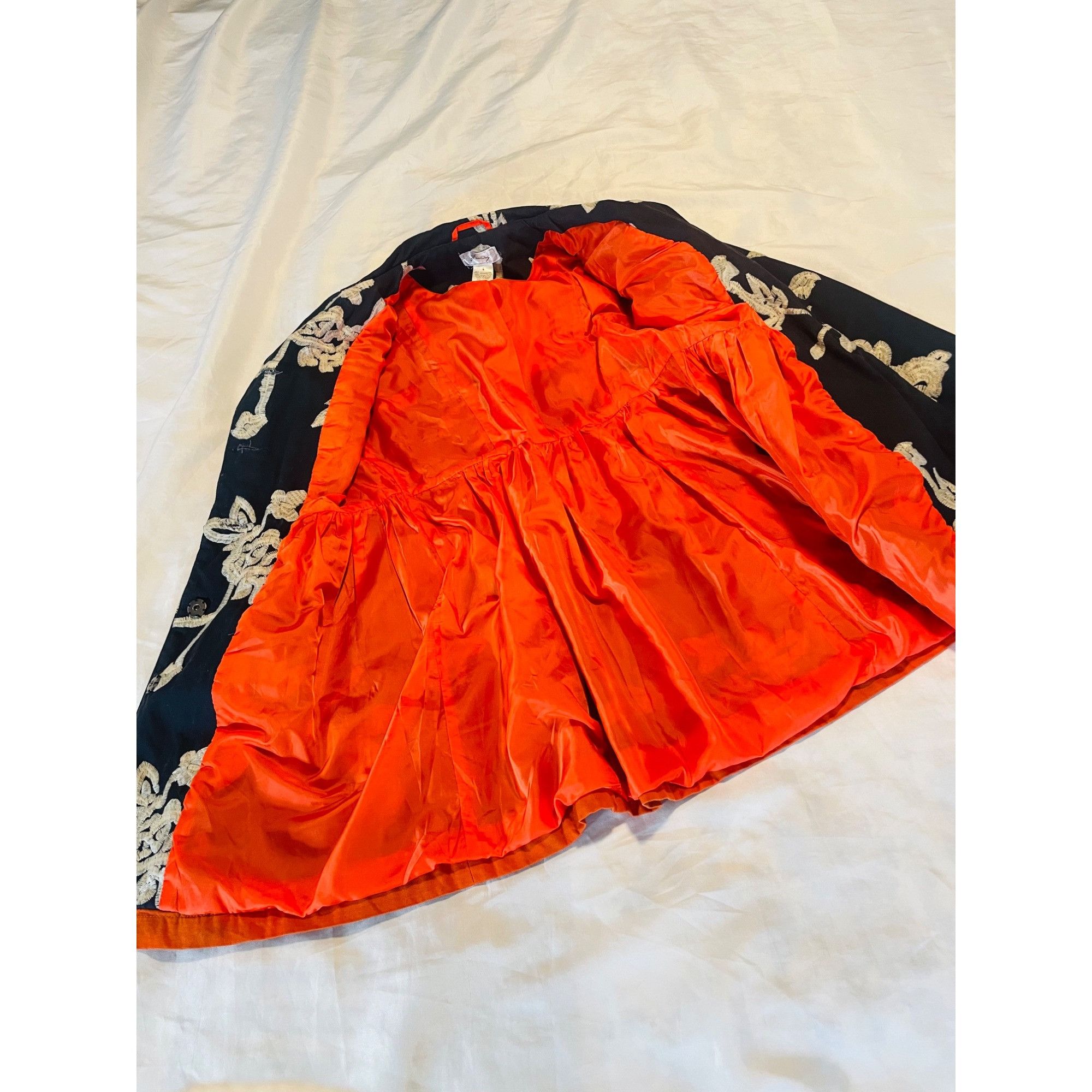 Other Freeway Floral Embroidered Baby Doll Jacket, Navy With Orang Size S / US 4 / IT 40 - 6 Thumbnail