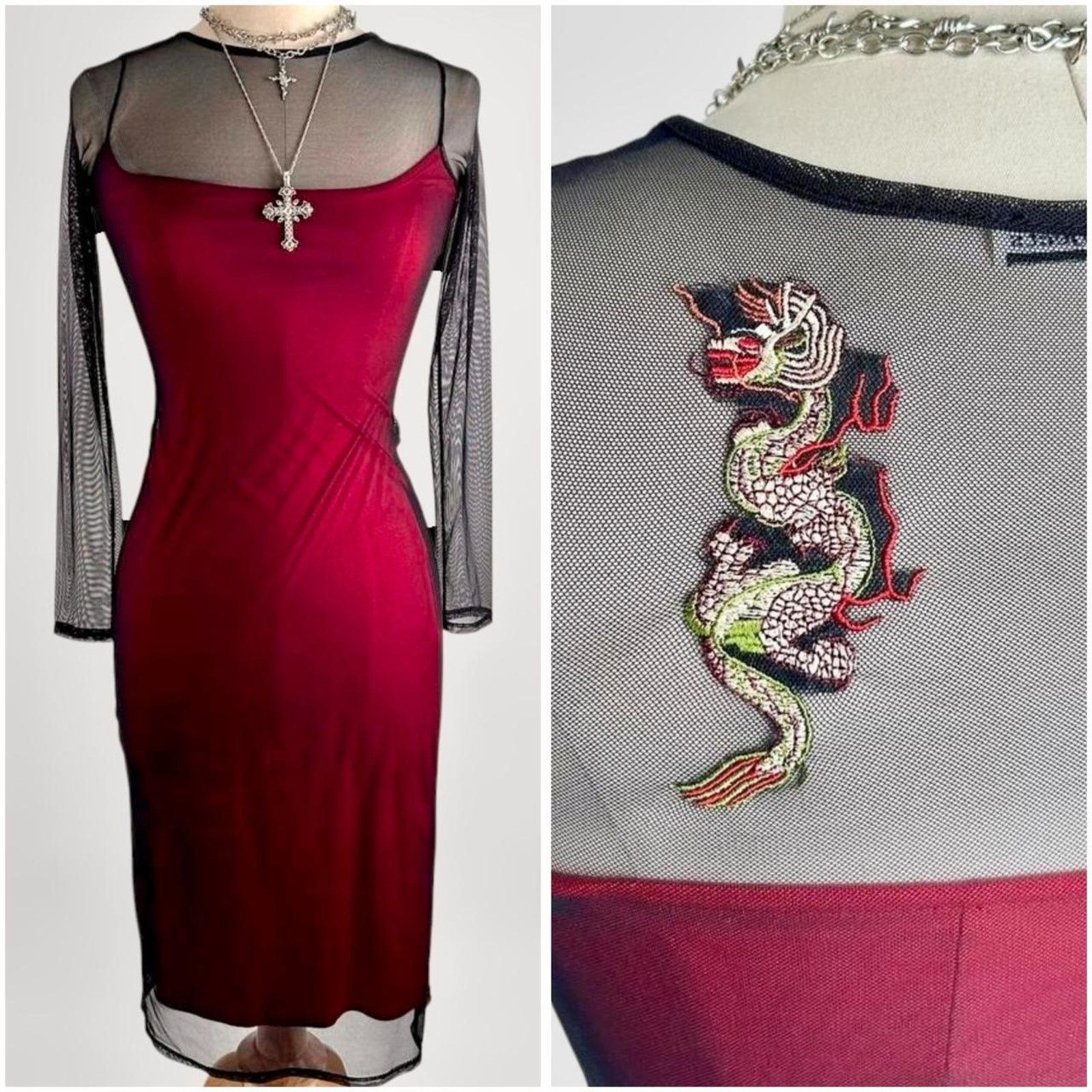 Other red and black vintage 90s goth grunge illusion dress Size XS / US 0-2 / IT 36-38 - 1 Thumbnail