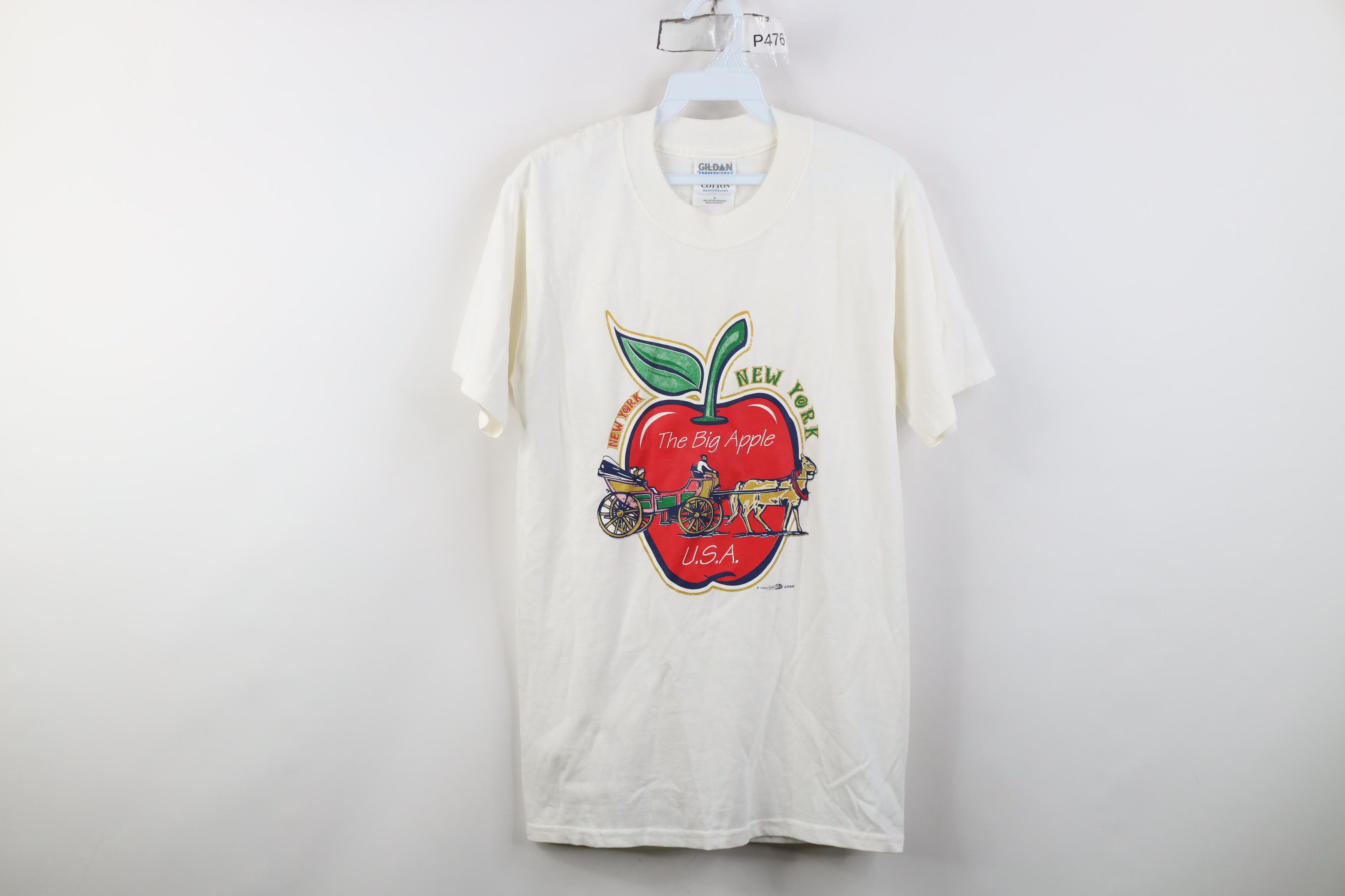 Vintage Vintage 90s Streetwear New York The Big Apple T-Shirt White Size US S / EU 44-46 / 1 - 1 Thumbnail