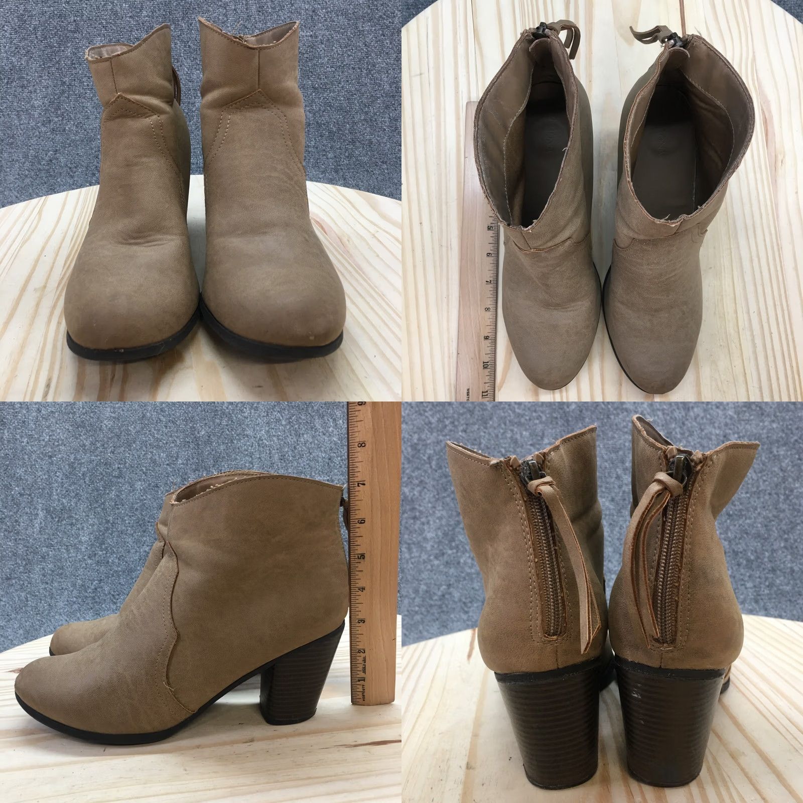 Merona Merona Boots Womens 11 Casual Back Zip Ankle Bootie Brown Faux Leather Heels Black Brown Boots height 3 inches Womens Merona Boots Size US 11 / IT 41 - 8 Thumbnail