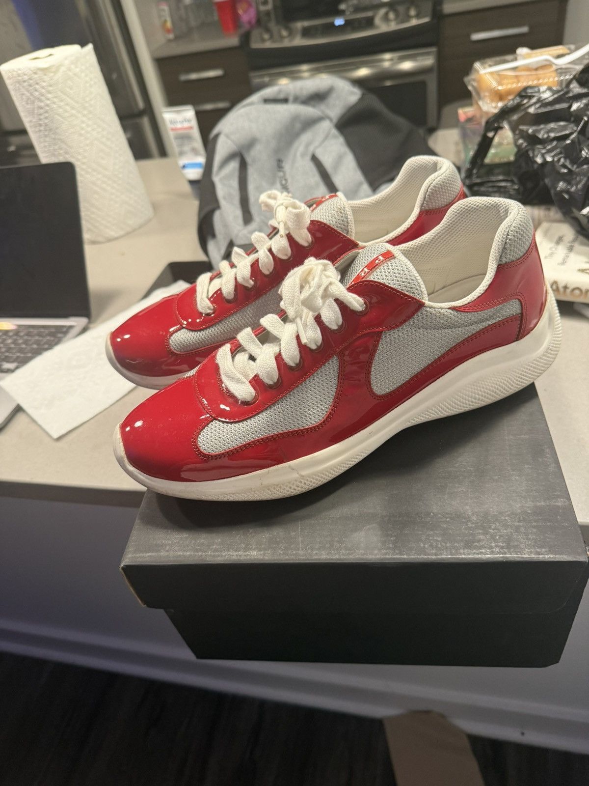 Prada PRADA low top suede sneakers 4E2811 red tab | Grailed