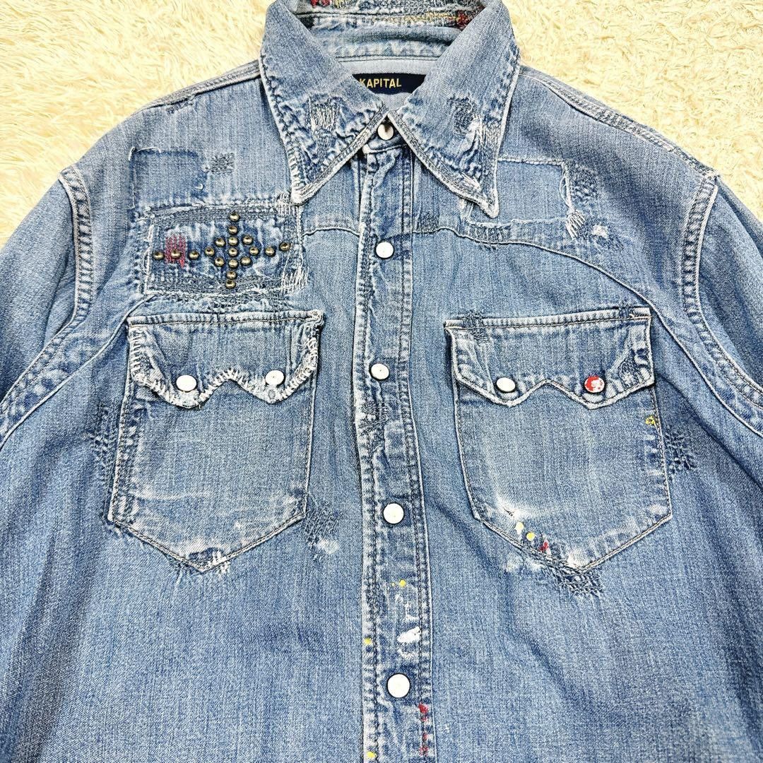 KAPITAL / indigo studs T shirts