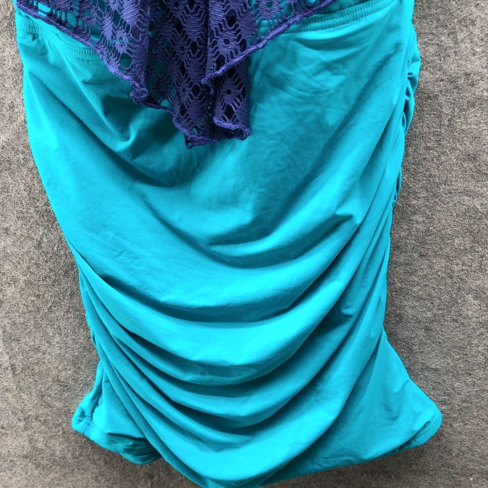 Vintage Top Womens M Blue NWT Kimi and Kai Maternity Tankini Halter Padded Ruffle Ruched Size M / US 6-8 / IT 42-44 - 7 Thumbnail
