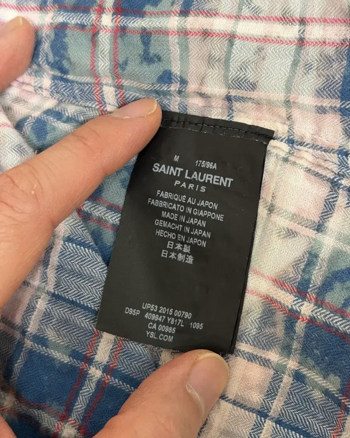 Saint Laurent Paris Saint Laurent SS16 Hedi Slimane Bleached Flannel Shirts Size US M / EU 48-50 / 2 - 3 Thumbnail