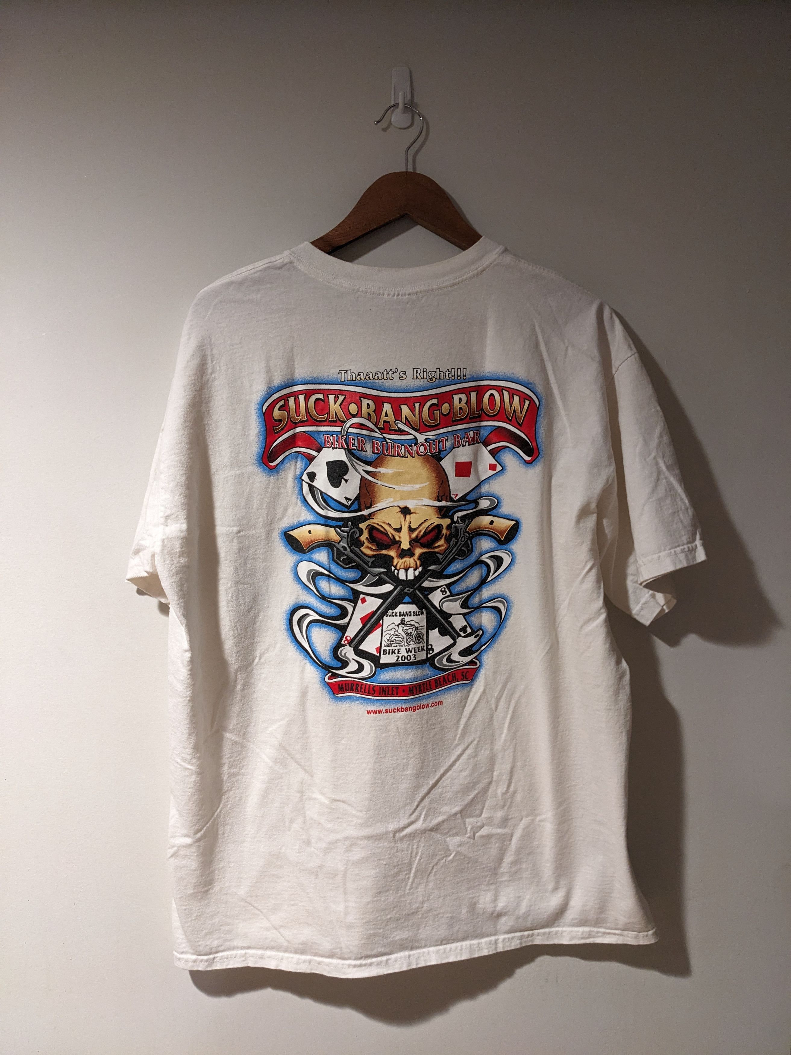 Vintage Vintage 2003 Suck Bang Blow Bike Week Skull Motor T-Shirt | Grailed