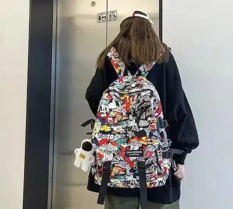 Other Cute Graffiti Print Back Pack Size ONE SIZE - 3 Thumbnail