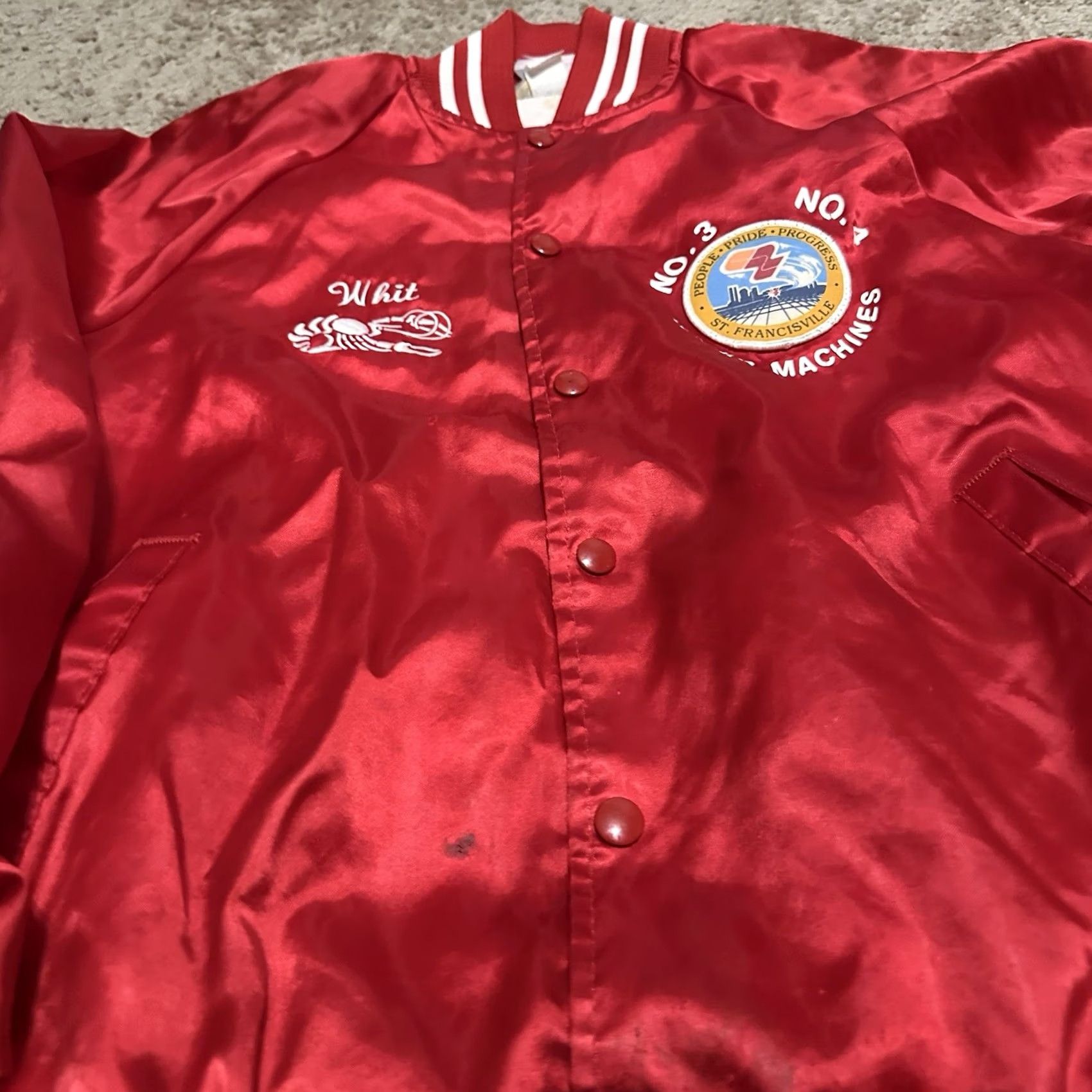 Vintage VINTAGE Jacket Mens Large Satin Red White Union Varsity 70s Made in Usa Size US L / EU 52-54 / 3 - 2 Thumbnail