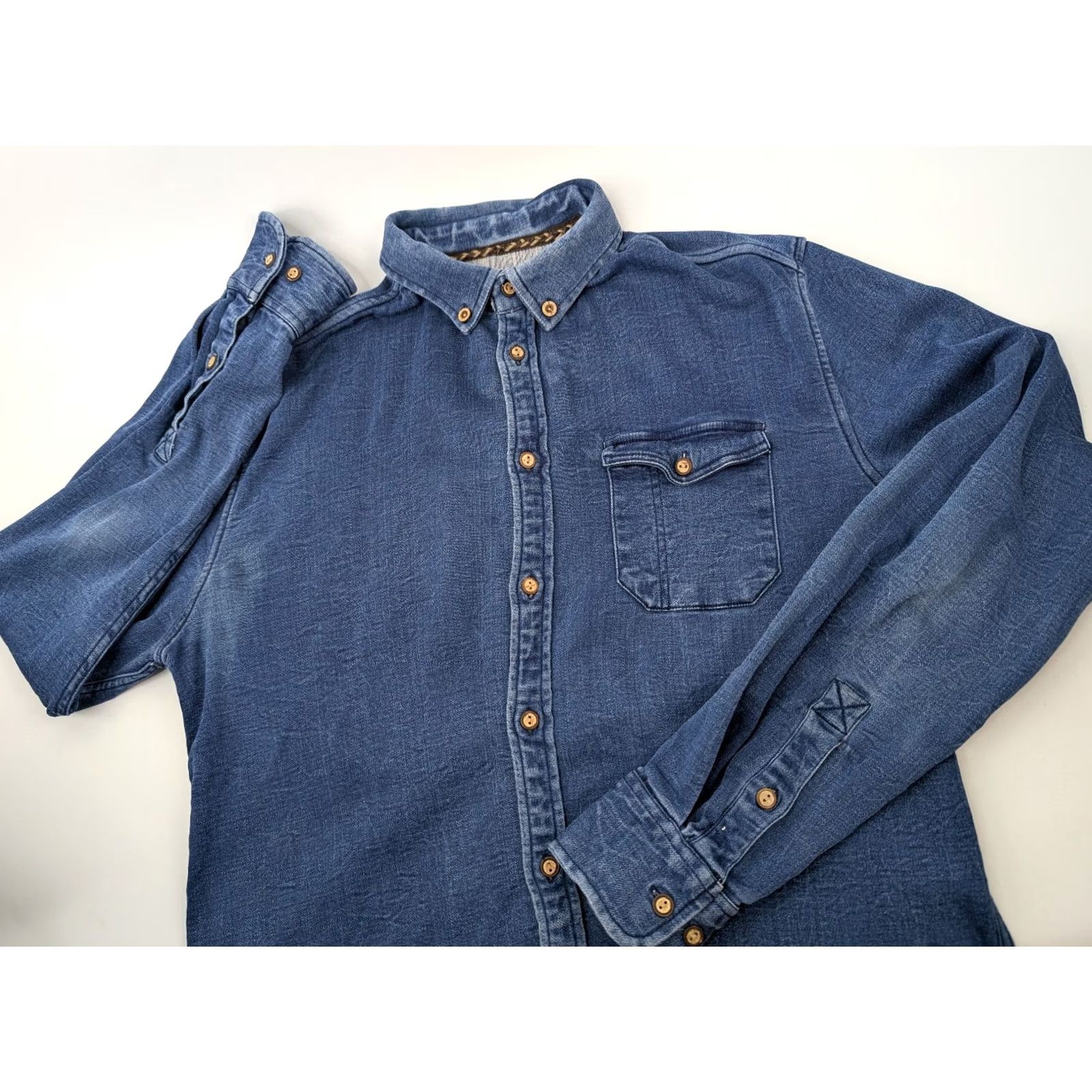 Anerkjendt Anerkjendt Shirt Button-Up Long Sleeve Chambray Blue Cotton Spandex Corduroy Mens M Size US M / EU 48-50 / 2 - 2 Thumbnail