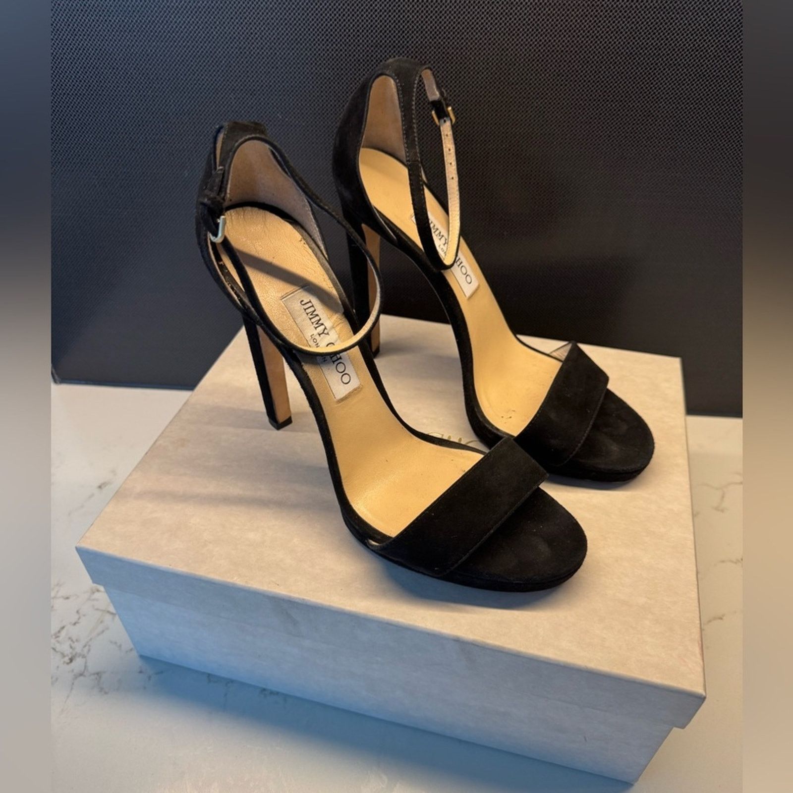 Jimmy Choo Jimmy Choo MISTY 120 Black Suede sandal heels size 40 Size US 9.5 / IT 39.5 - 7 Thumbnail