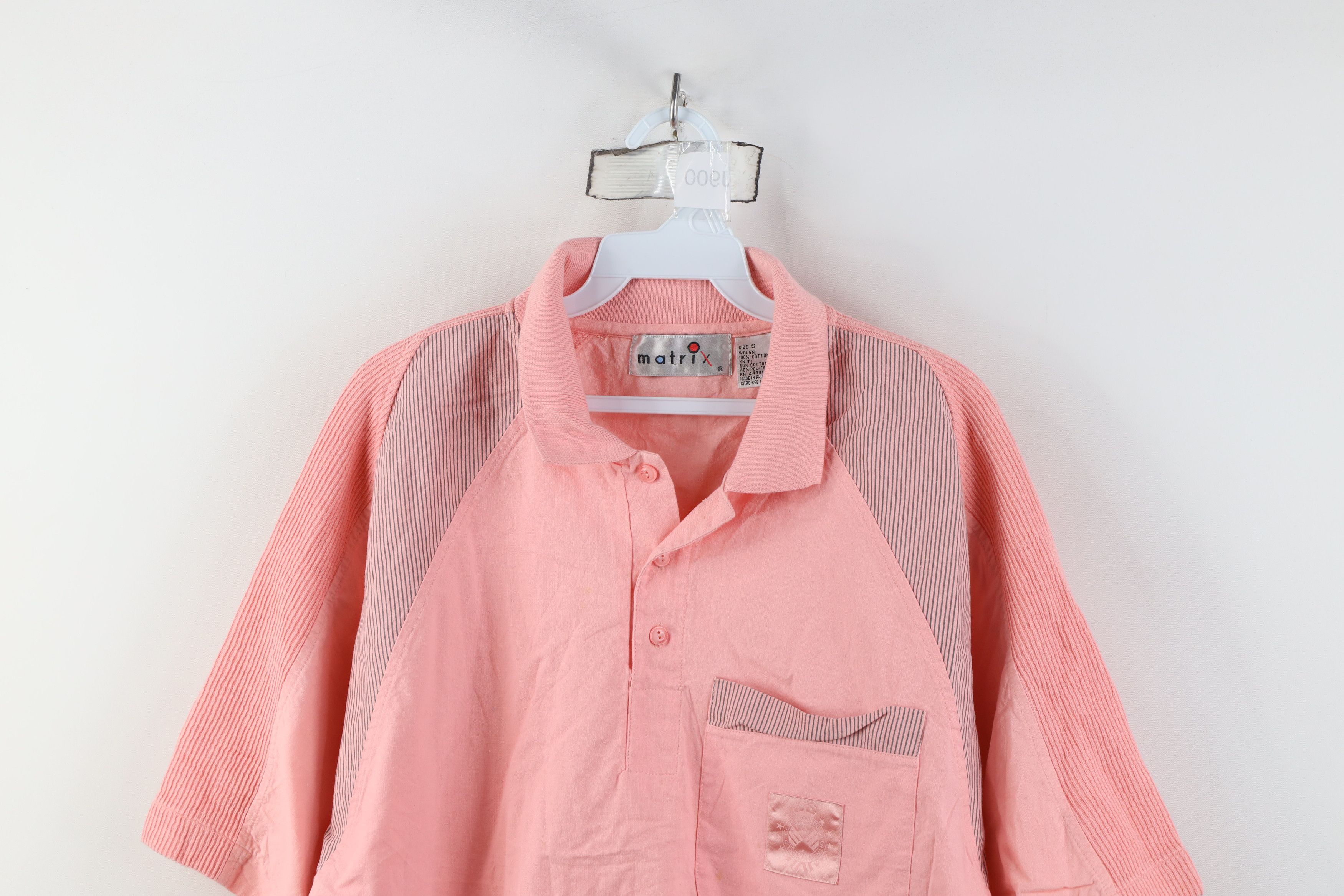 Vintage Vintage 80s 90s Streetwear Ribbed Pullover Polo Shirt Pink Size US S / EU 44-46 / 1 - 2 Thumbnail