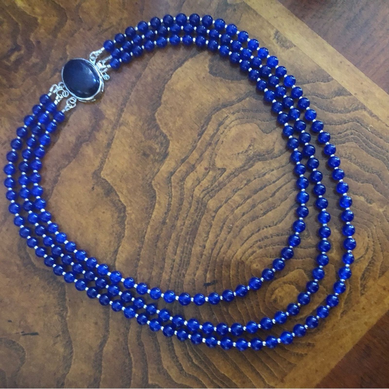 Handmade Handcrafted lazurite bead oval lapis stone clasp necklac Size ONE SIZE - 8 Thumbnail