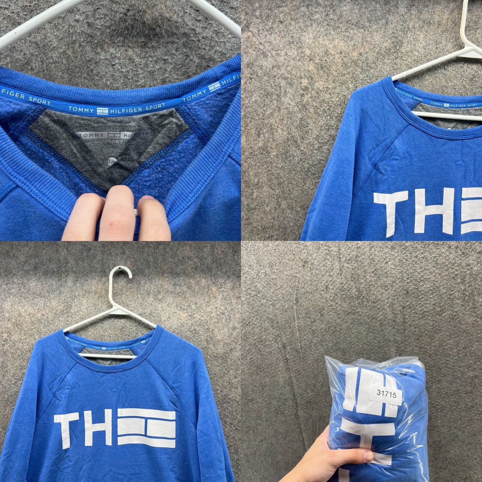 Tommy Hilfiger VINTAGE Tommy Hilfiger Sweatshirt Womens Large Blue Pullover Crewneck TH Logo Big Print Crew Neck Big Print Logo Sweater Women L Blue All Seasons Size L / US 10 / IT 46 - 8 Thumbnail