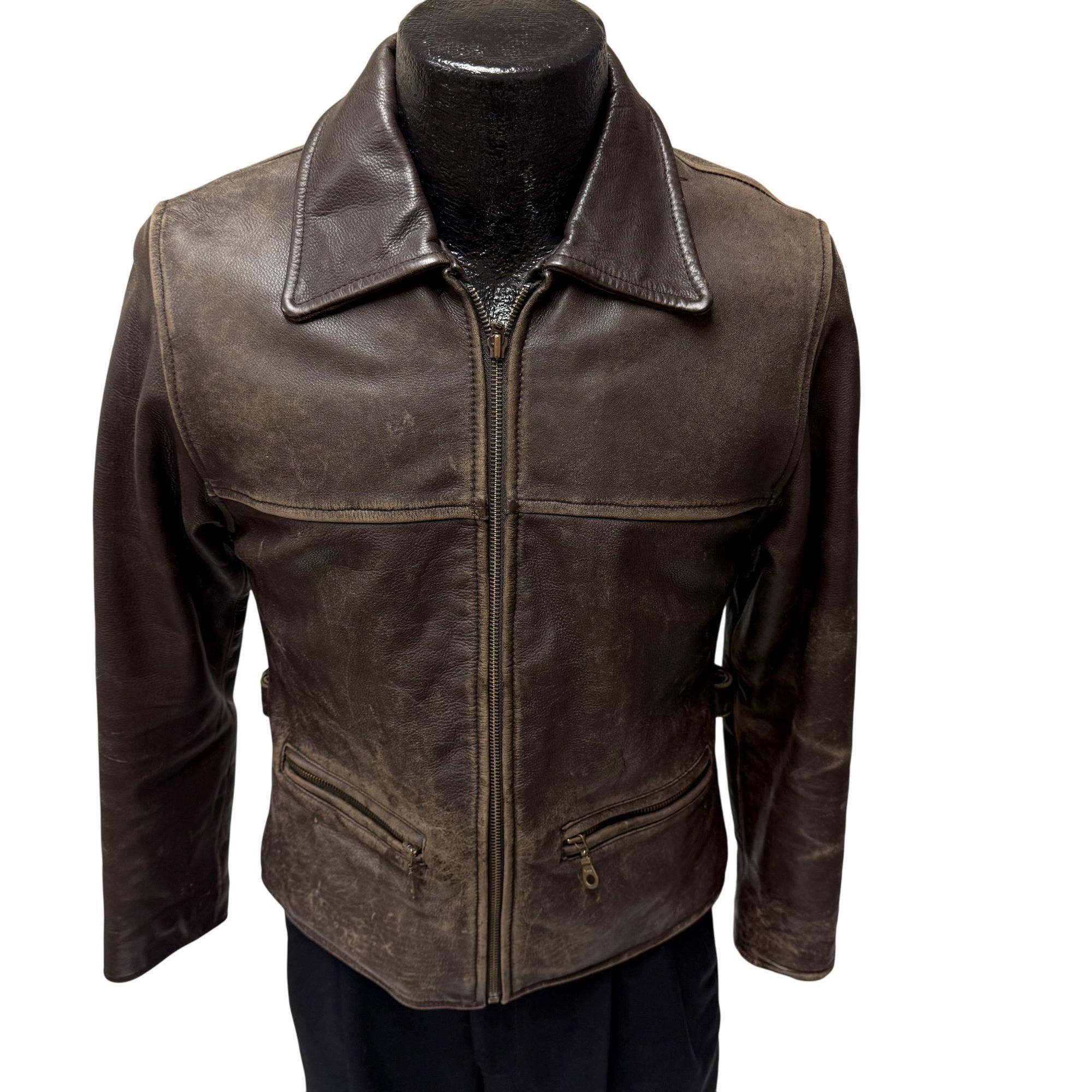 Vtg American Born Leather MoTo DISTRESSED Biker Jacket