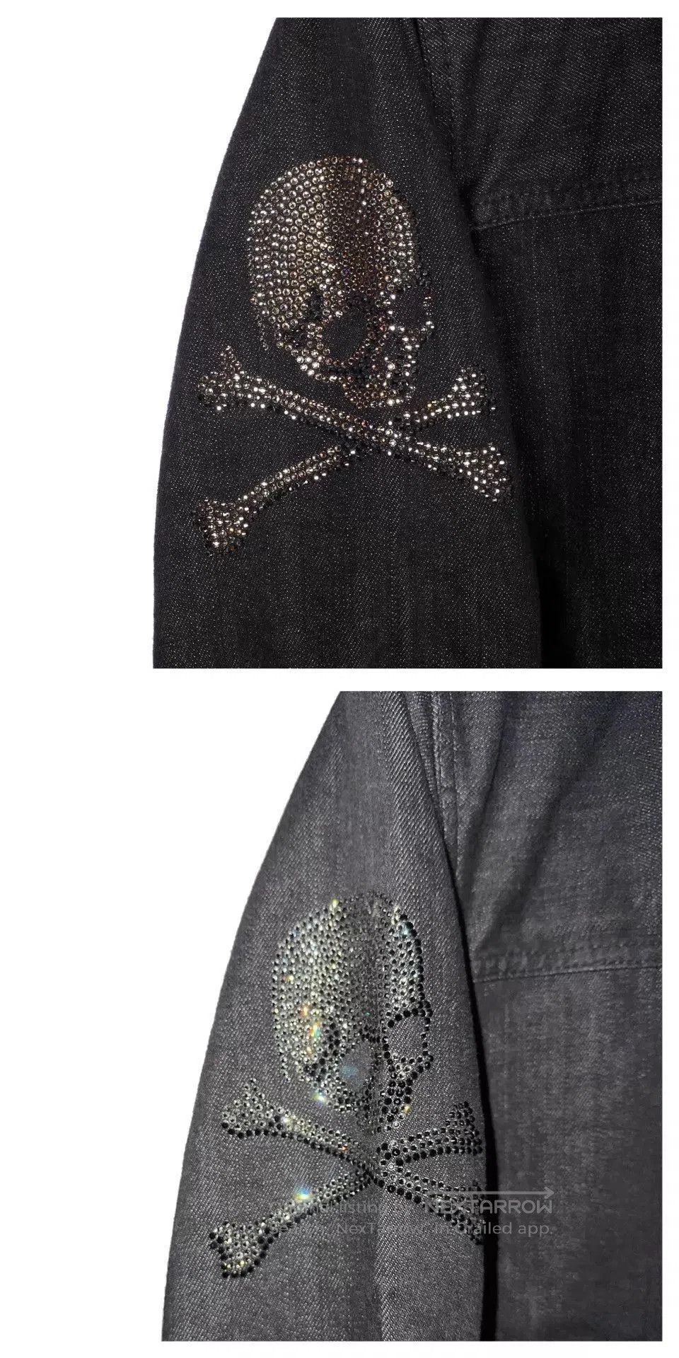 Mastermind Japan Black Denim Jacket with Skull Crossbones Embellishments. Size US S / EU 44-46 / 1 - 4 Thumbnail