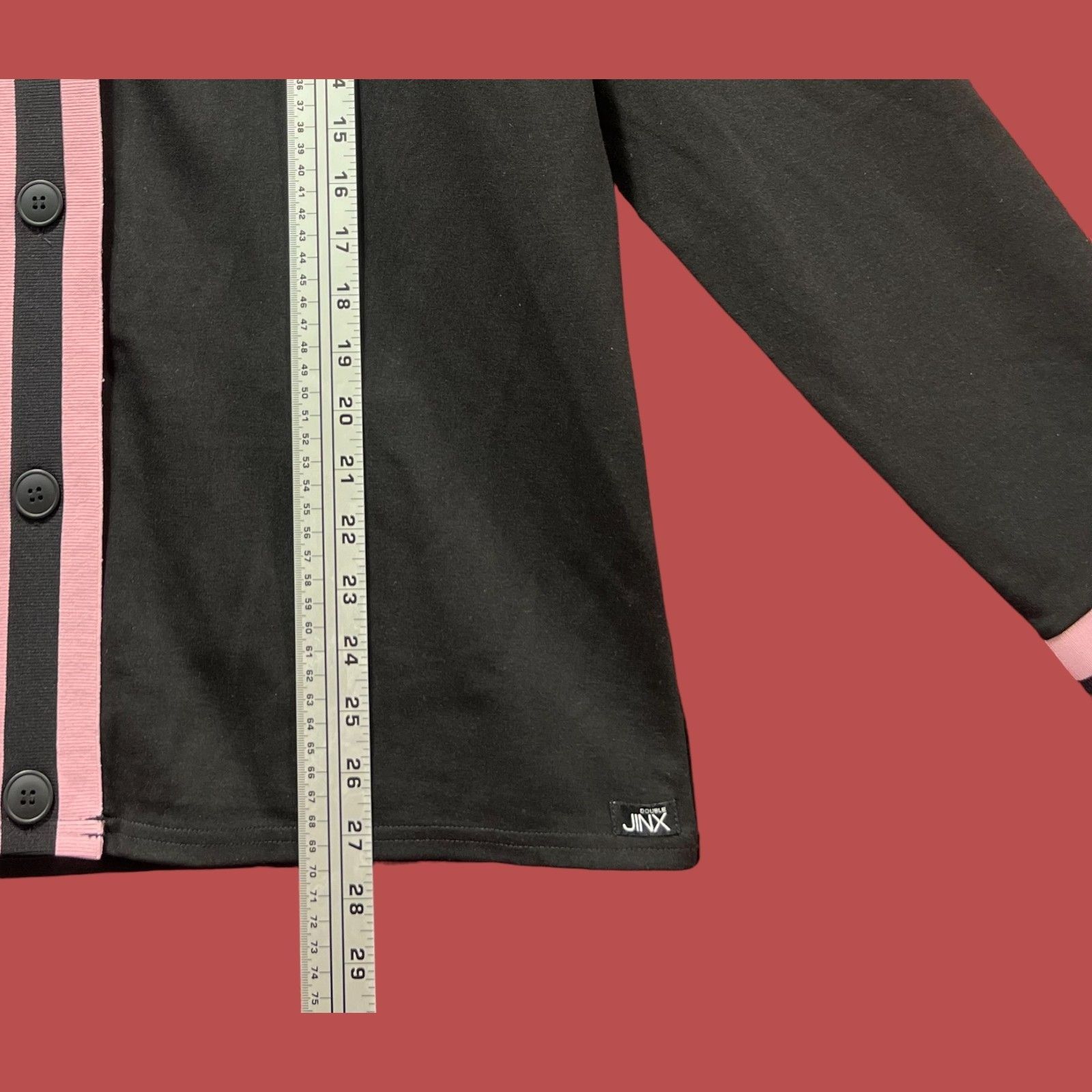Other Double Jinx - Women's Striped-Edge Cardigan Sweater - Black/ Size XL / US 12-14 / IT 48-50 - 6 Thumbnail
