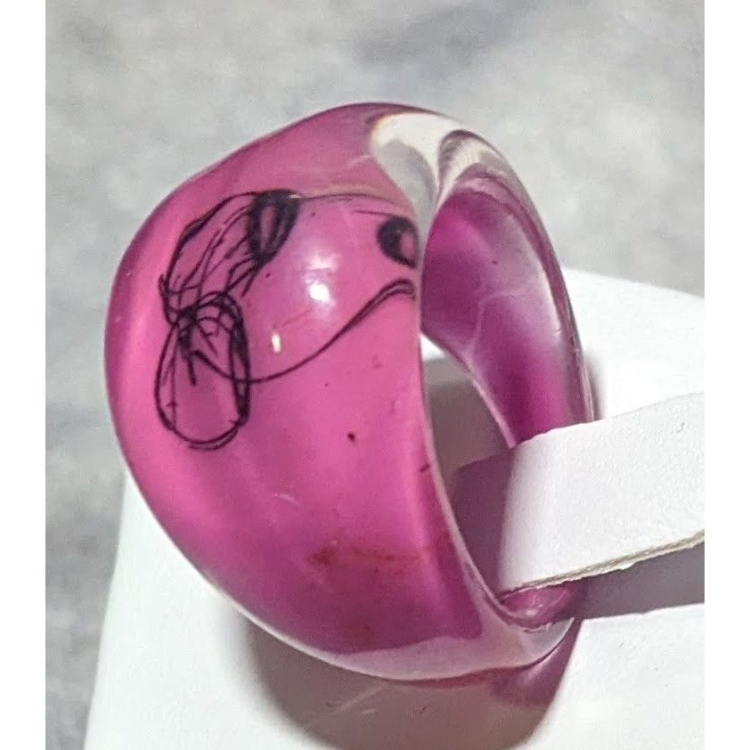 Other Chunky Pink And Black Bubblegum Abstract Ring Size 6 1/4 Size ONE SIZE - 12 Thumbnail