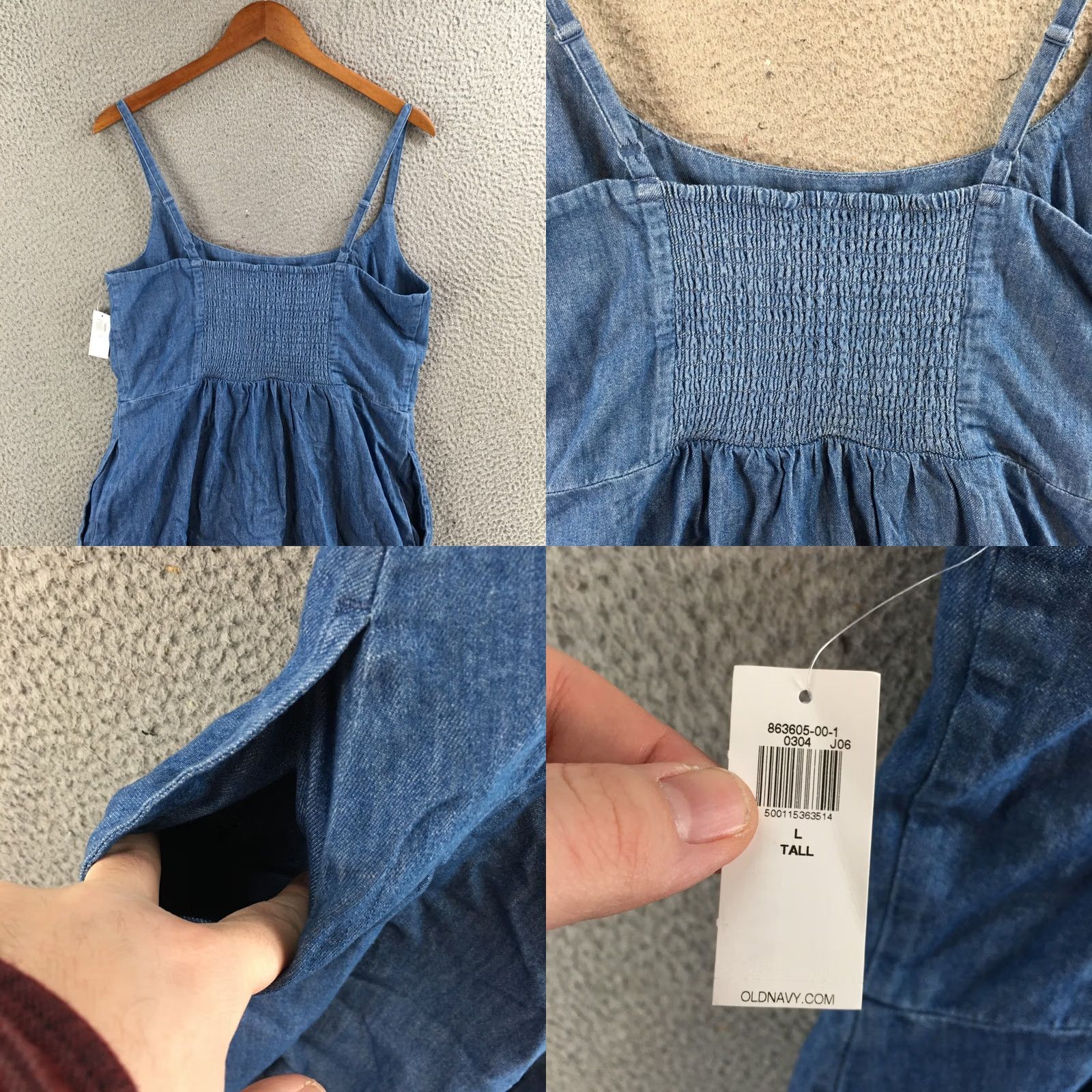 Old Navy Old Navy Dress Womens Large Tall Fit & Flare Smocked Sleeveless Cotton Blue NEW Size L / US 10 / IT 46 - 8 Thumbnail