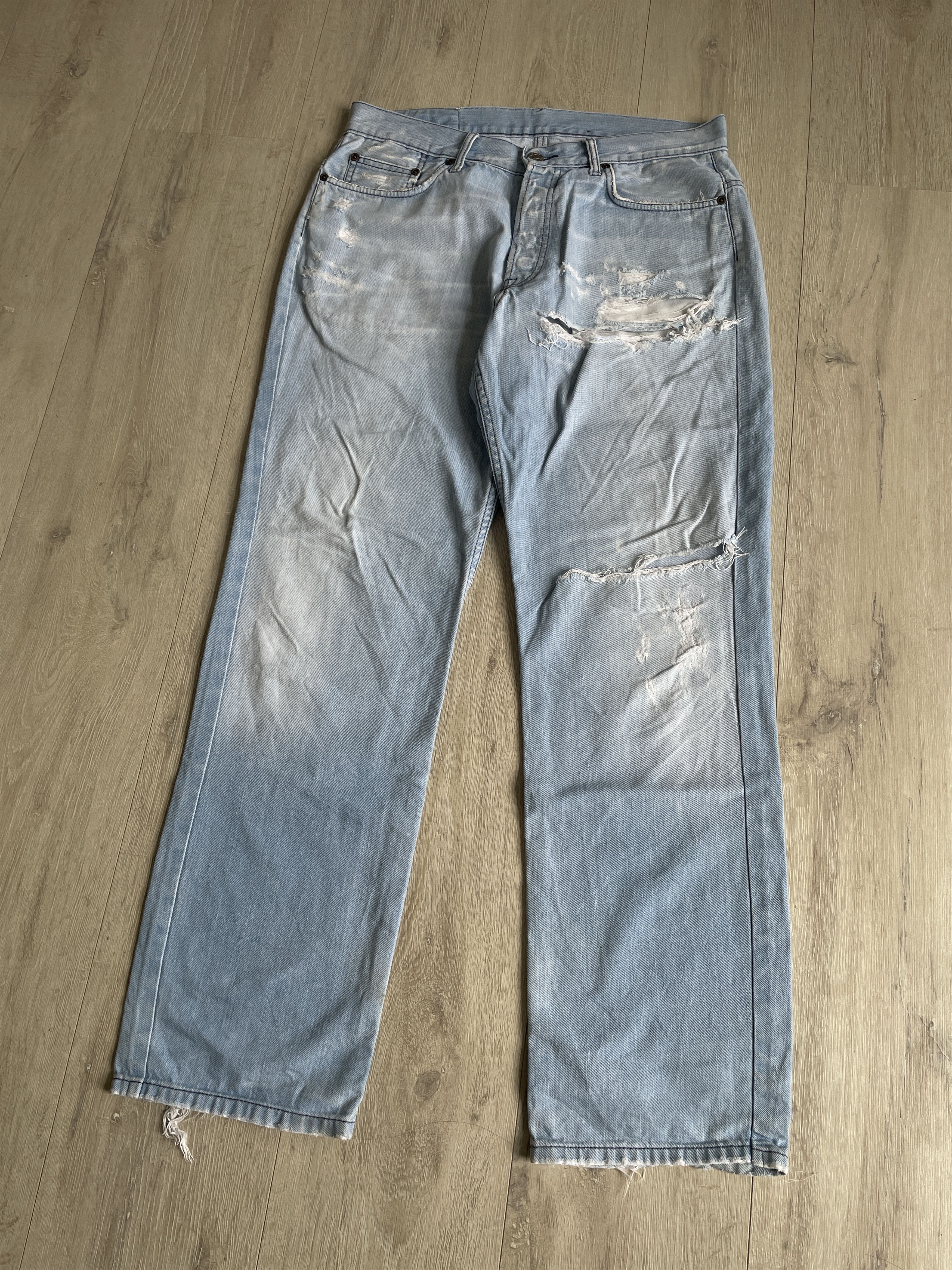 Y-3 Y-3 SS05 logo stitch runway ripped jeans Size US 32 / EU 48 - 8 Thumbnail