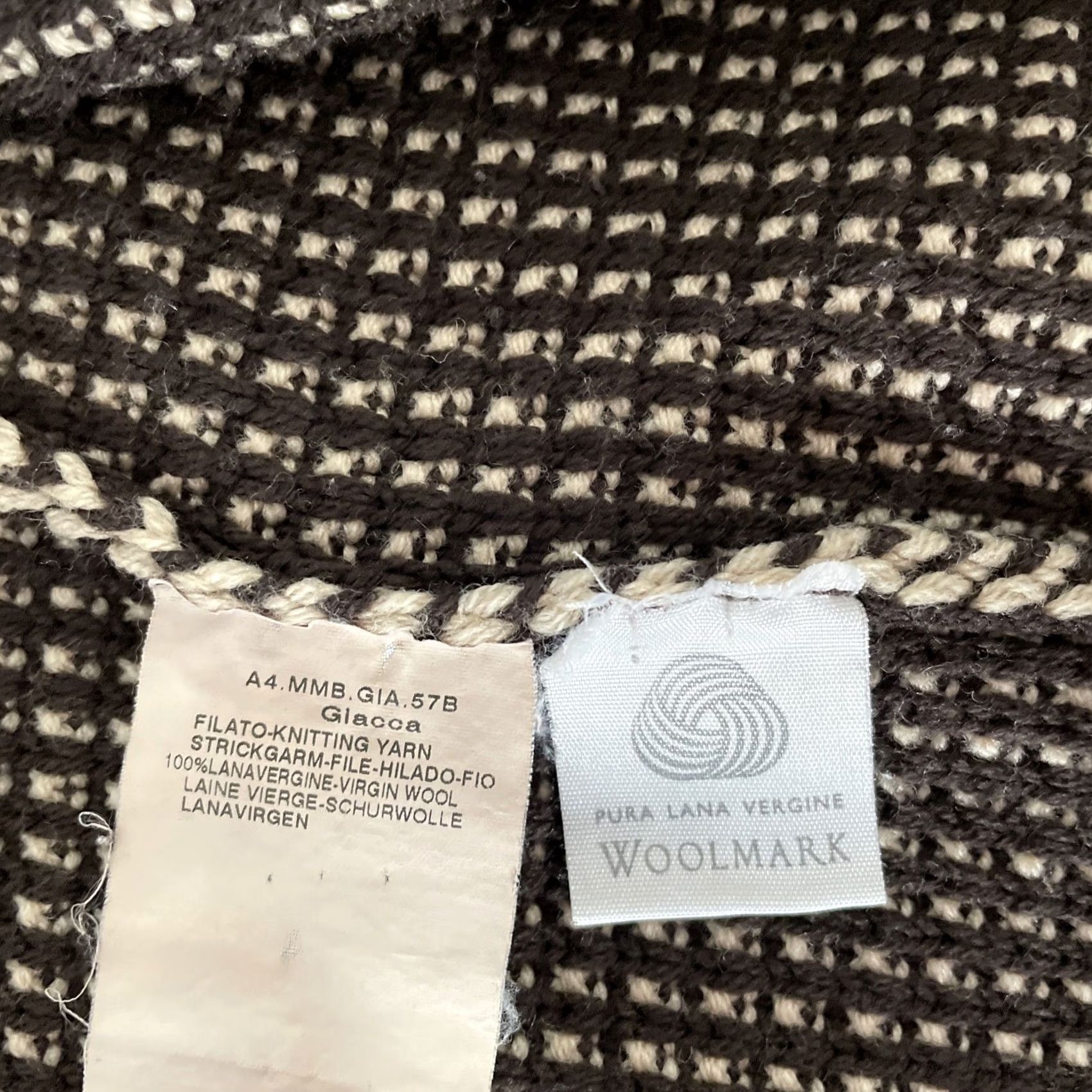 Max Mara VINTAGE Max Mara Cardigan Womens M Brown Virgin Wool Geometric Knit Open NY? (Note: question) Size M / US 6-8 / IT 42-44 - 6 Thumbnail