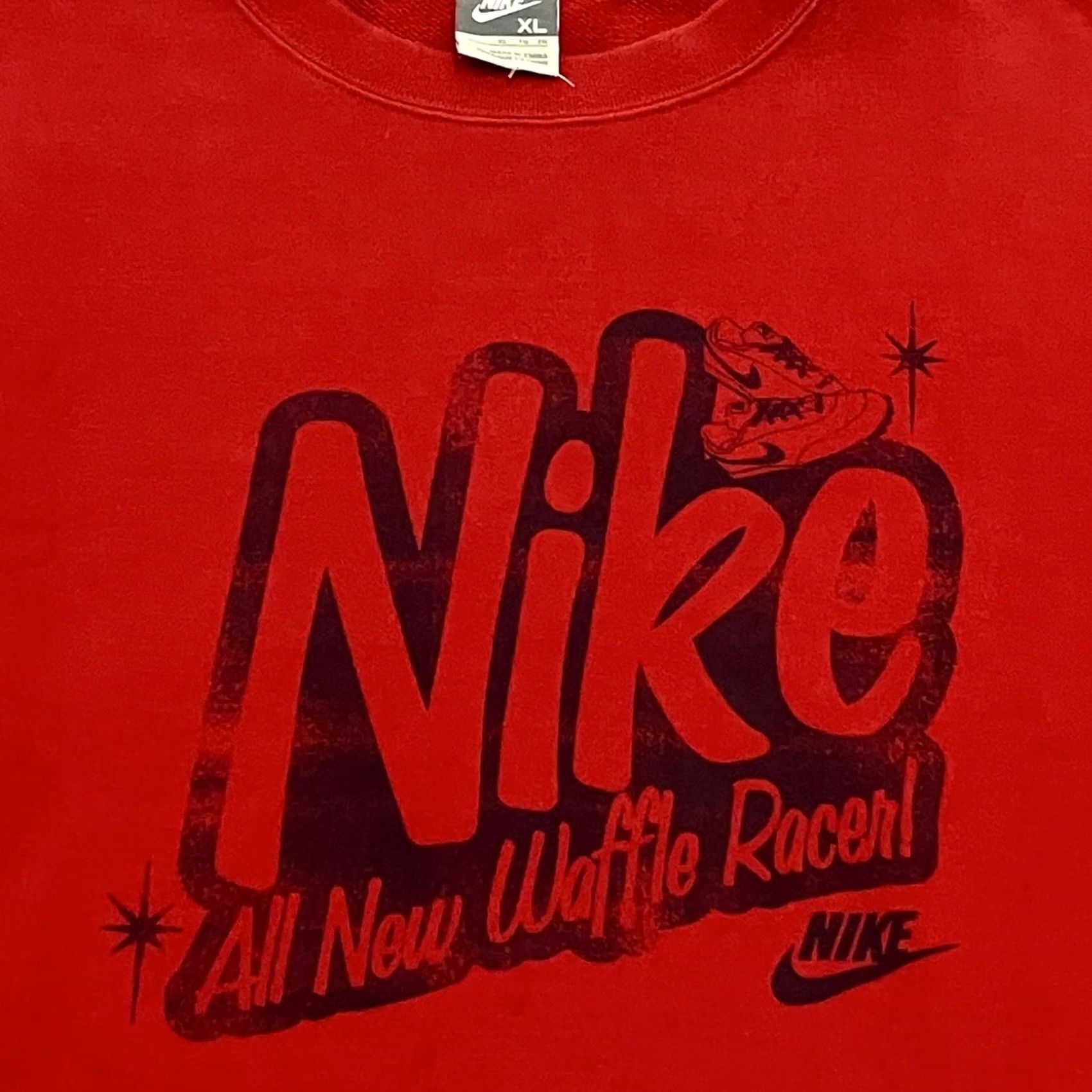 Nike Nike Waffle Racer Sweatshirt Womens XL Red Big Logo Spellout Crewneck Size XL / US 12-14 / IT 48-50 - 2 Thumbnail
