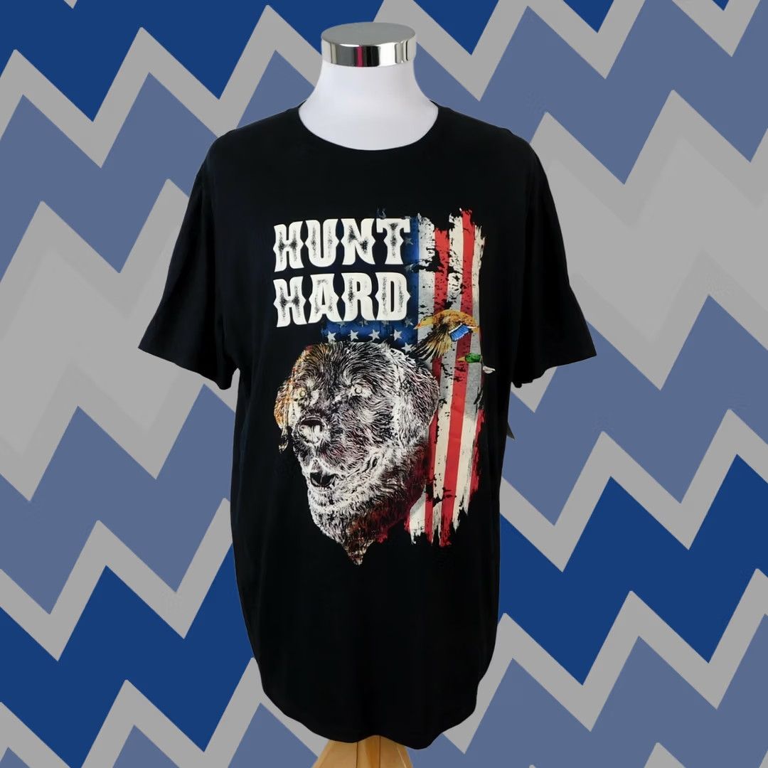 Delta Hunt Hard Delta T-Shirt Black 2XL Mens Short Sleeve Crew Neck Hunting American Flag Shirt Size US XXL / EU 58 / 5 - 1 Thumbnail