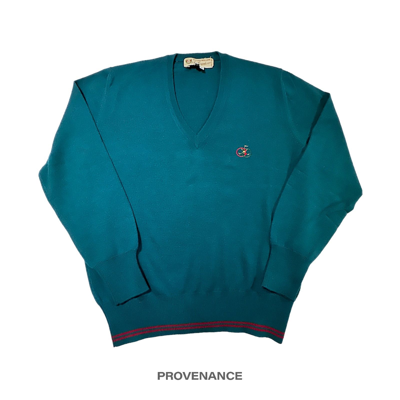Gucci 🔴 Gucci GG Logo Golf V Neck Sweater - Forest Green Size US XS / EU 42 / 0 - 1 Thumbnail