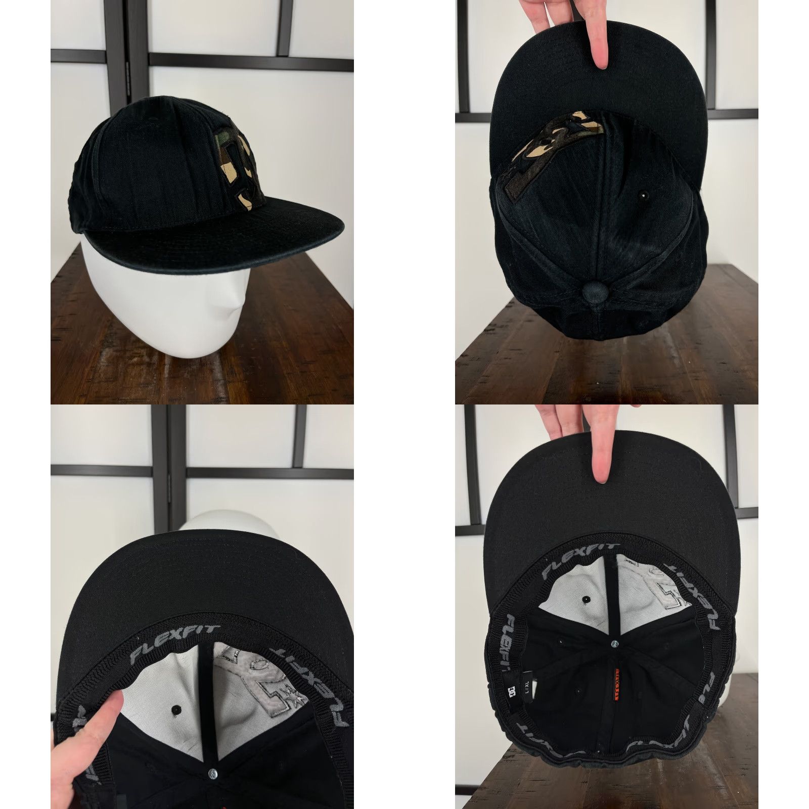Vintage DC Shoes Hat Cap Fitted Adult Large Black Green Camo Flexfit Cotton Blend Skate - Baseball Cap Mens" Size ONE SIZE - 8 Thumbnail