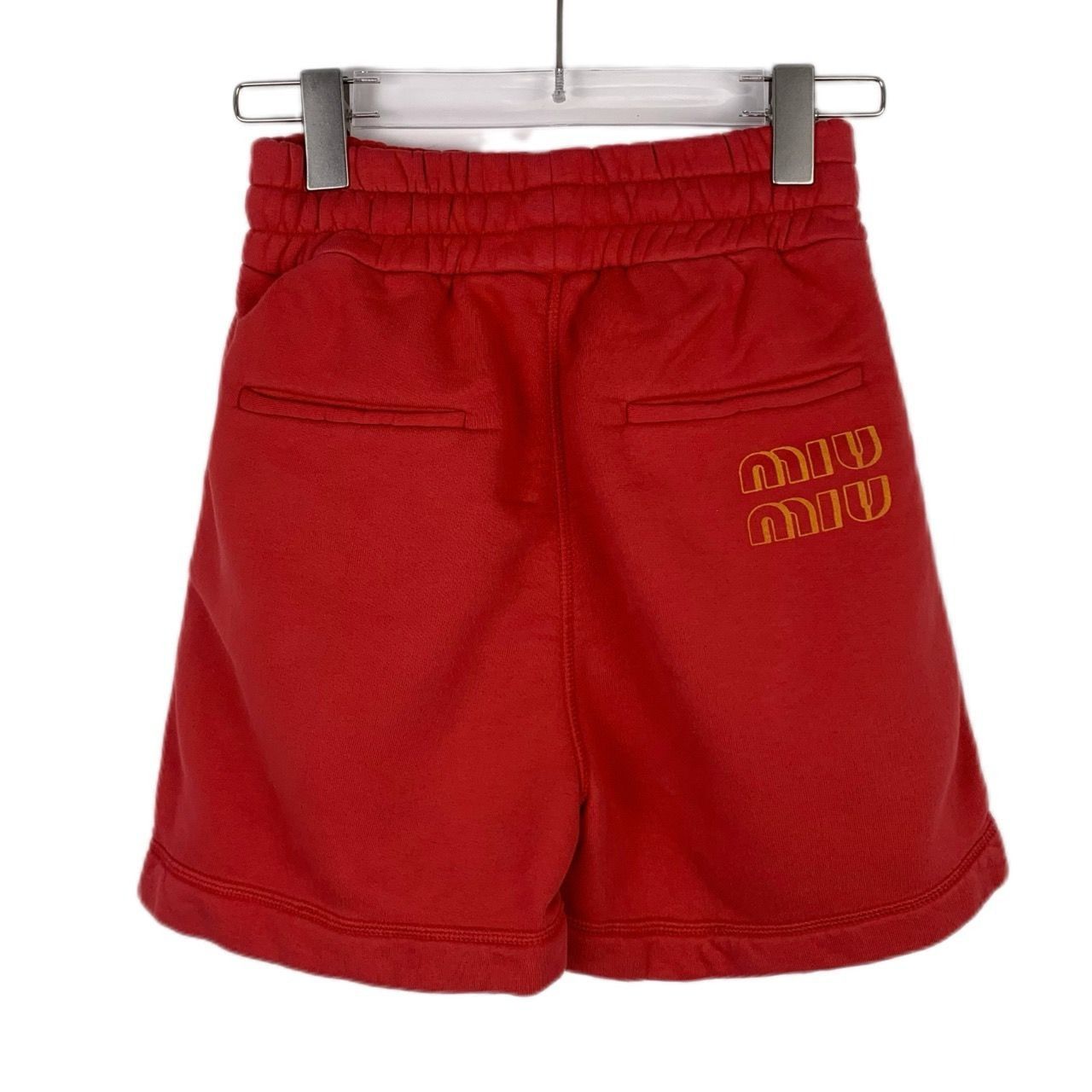 Miu Miu [MiuMiu] Logo Lettering Print Elastic Waistband Red Cotton S Size 36" / US 14 / IT 50 - 7 Thumbnail