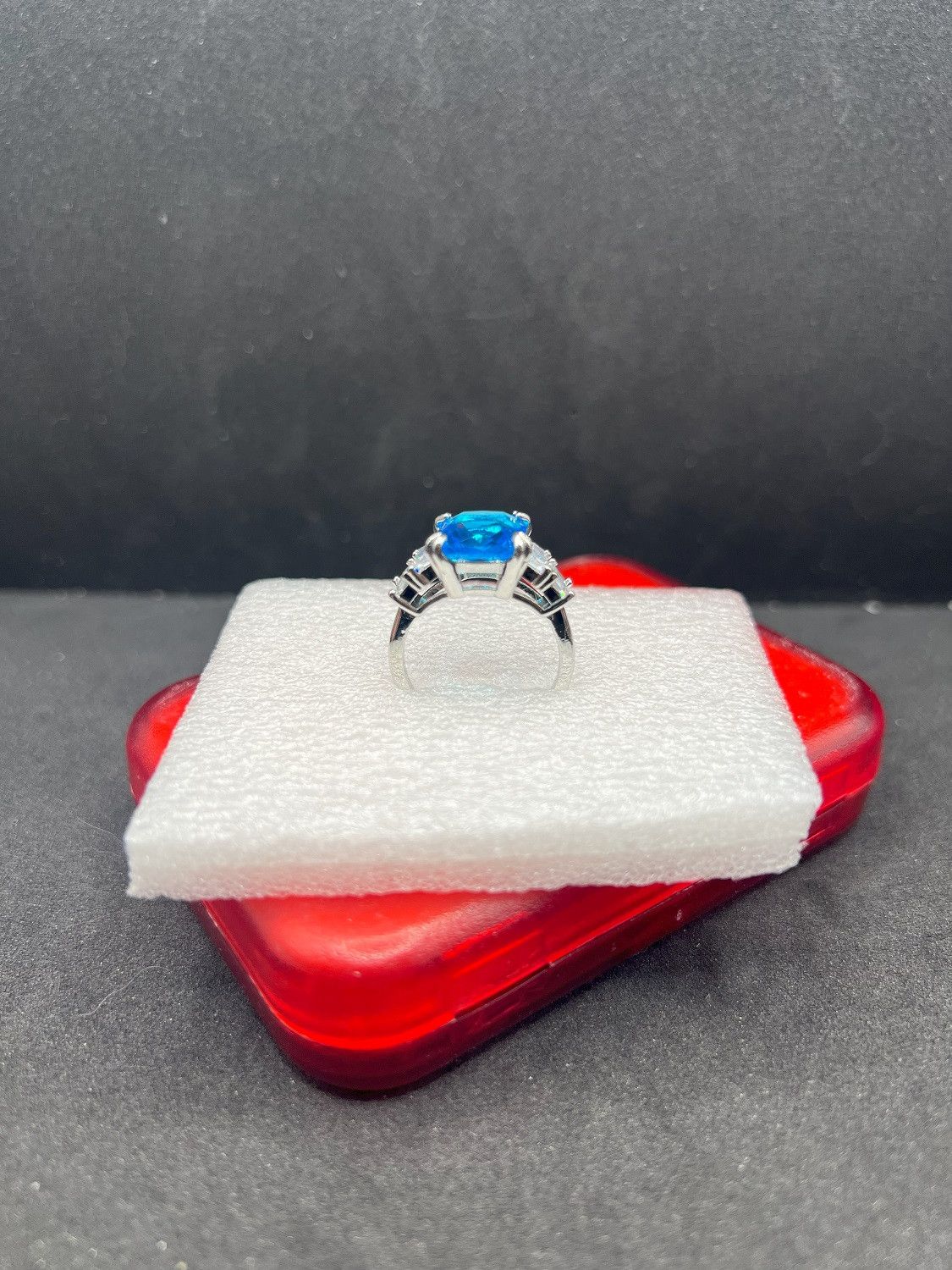 Jewelry Square Blue Cz Silver Ring - Size 8 Size ONE SIZE - 3 Thumbnail