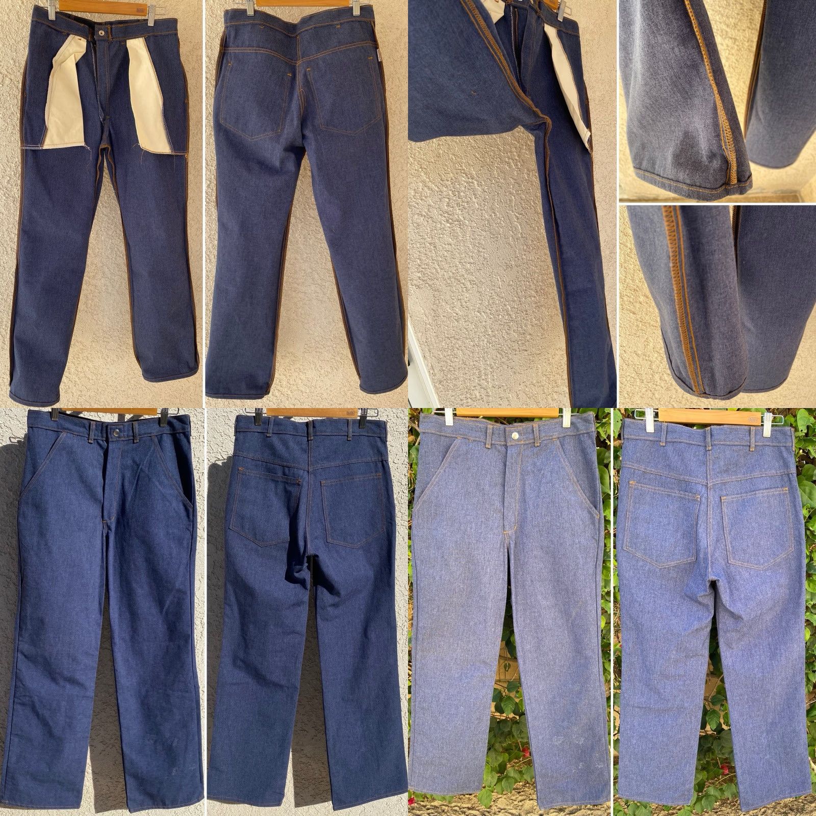 Denime VINTAGE PIA Jeans Denim Work Pants 32.5 in waist 31 Inseam Scovill Snap Blue Rockabilly Mens Size US 33 - 9 Thumbnail