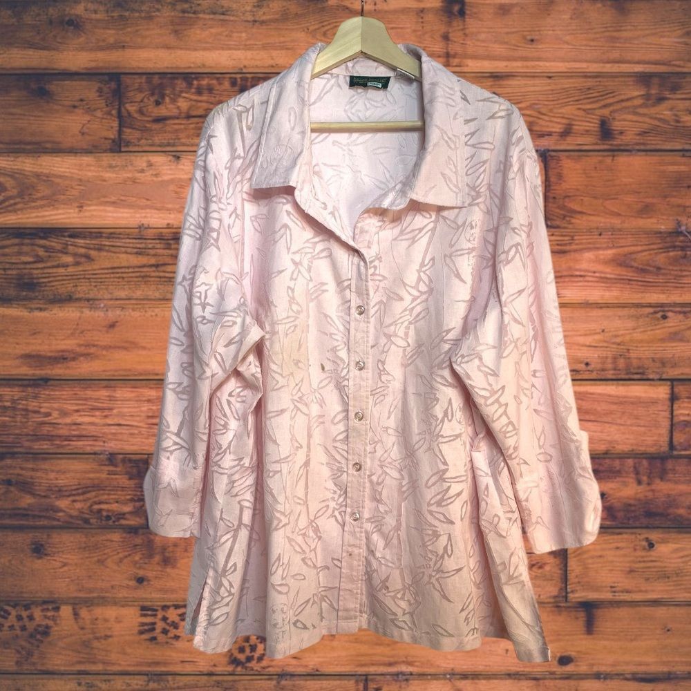 Harve Benard Harve Benard Linen Blend Button Front Shirt 3X Size 4XL / US 24-26 - 1 Thumbnail