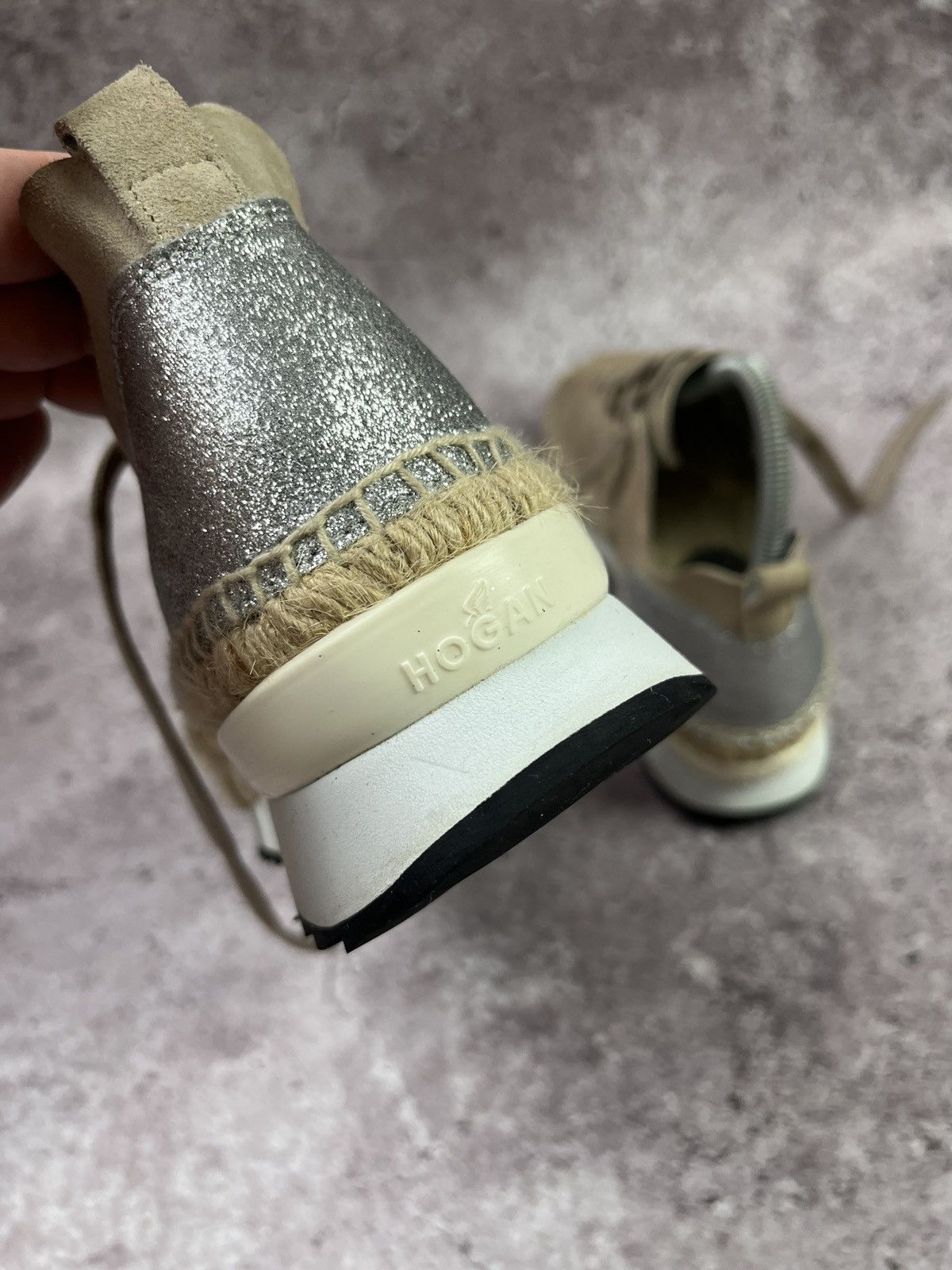 Hogan Hogan Rebel Beige Suede Espadrille Platform Sneakers Luxury Size US 8 / IT 38 - 6 Thumbnail