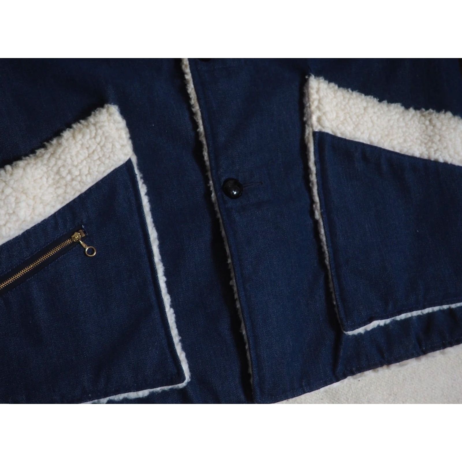 JCPenney VTG 70s Penneys Montgomery Blue White Denim Sherpa Western Ranch Coat Mens XLT Size US XL / EU 56 / 4 - 5 Thumbnail